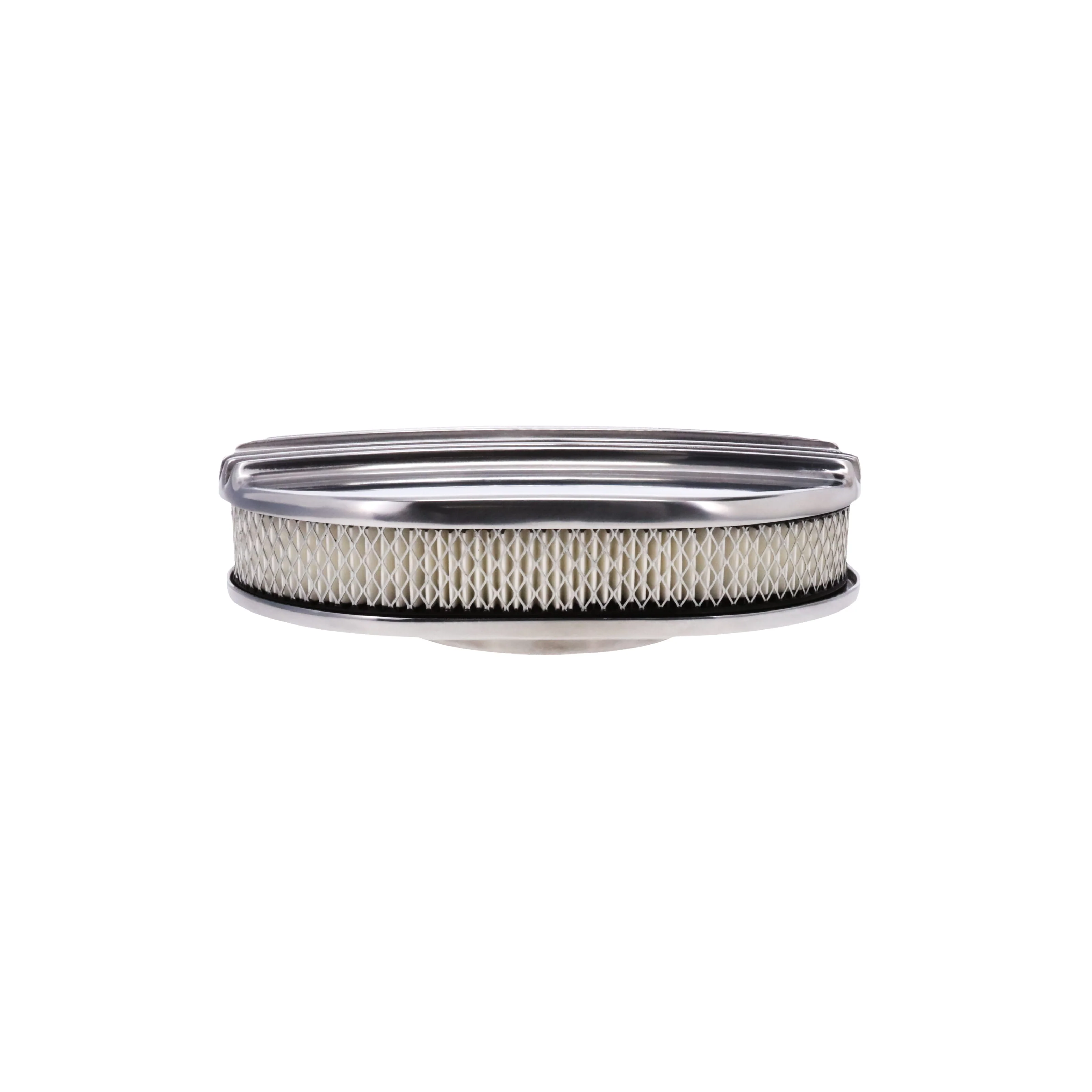 12" X 2" Center Finned Oval Aluminum Air Cleaner Kit, Paper Filter - Polished - Image 3