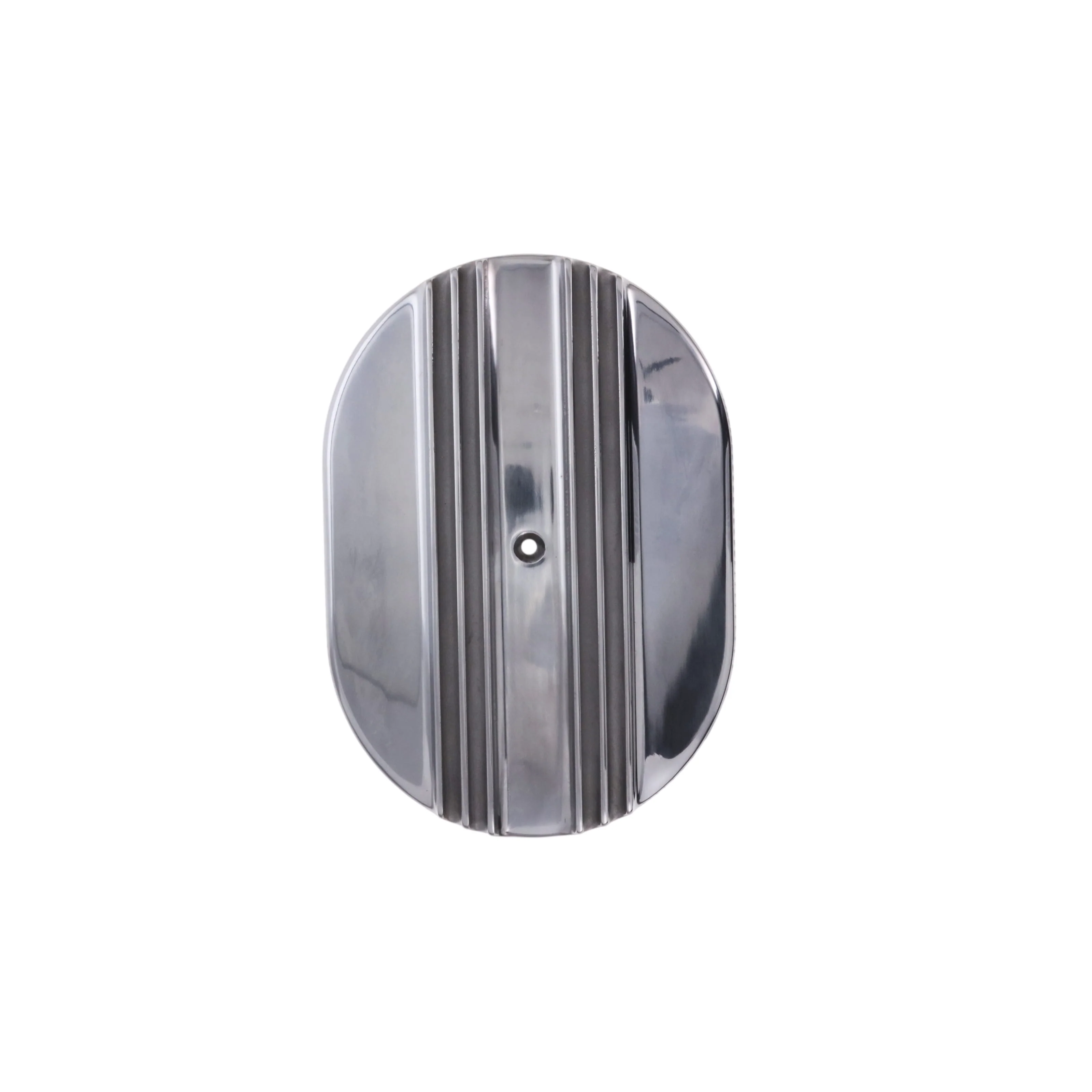 12" X 2" Center Finned Oval Aluminum Air Cleaner Kit, Red Washable Filter - Polished - Image 3