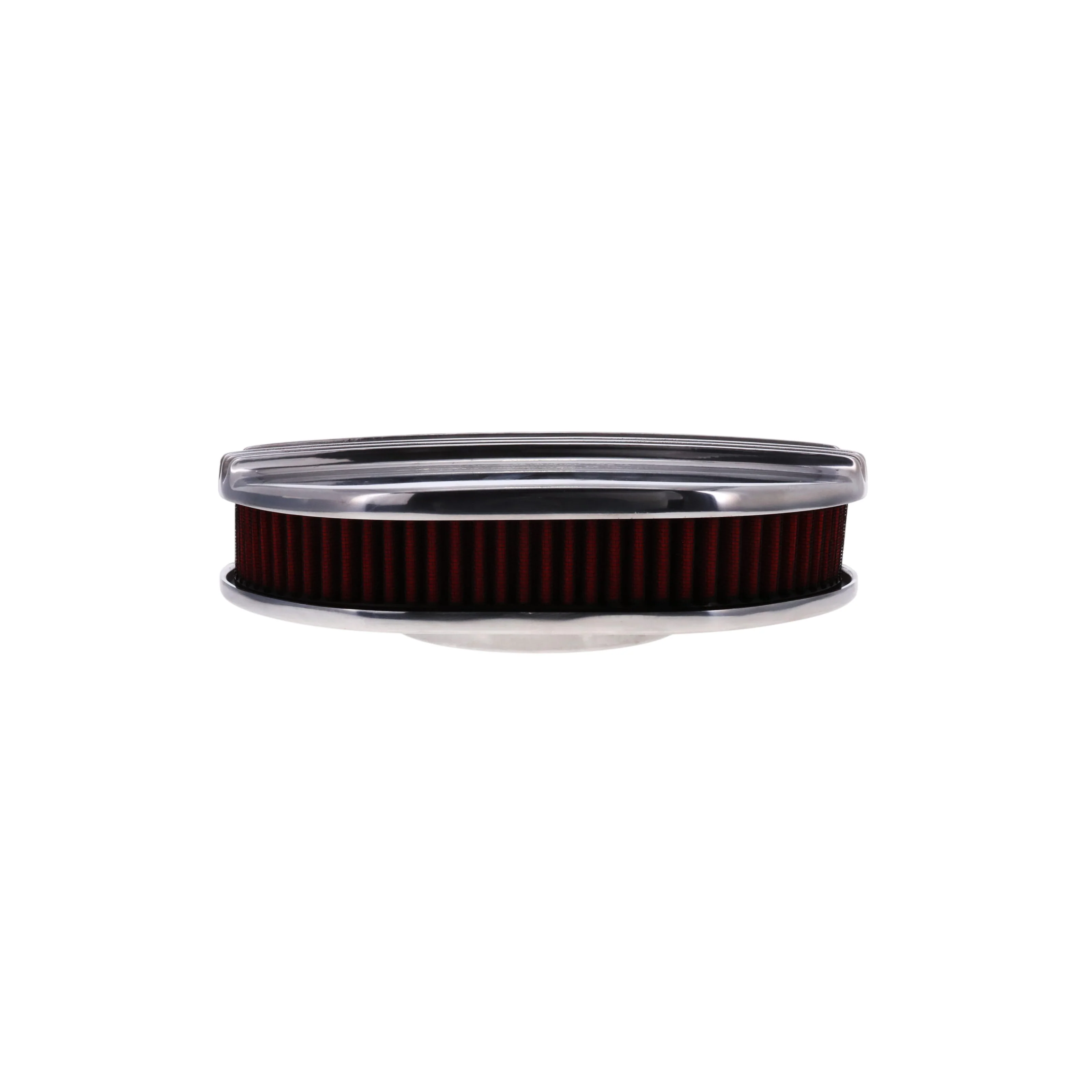 12" X 2" Center Finned Oval Aluminum Air Cleaner Kit, Red Washable Filter - Polished - Image 4