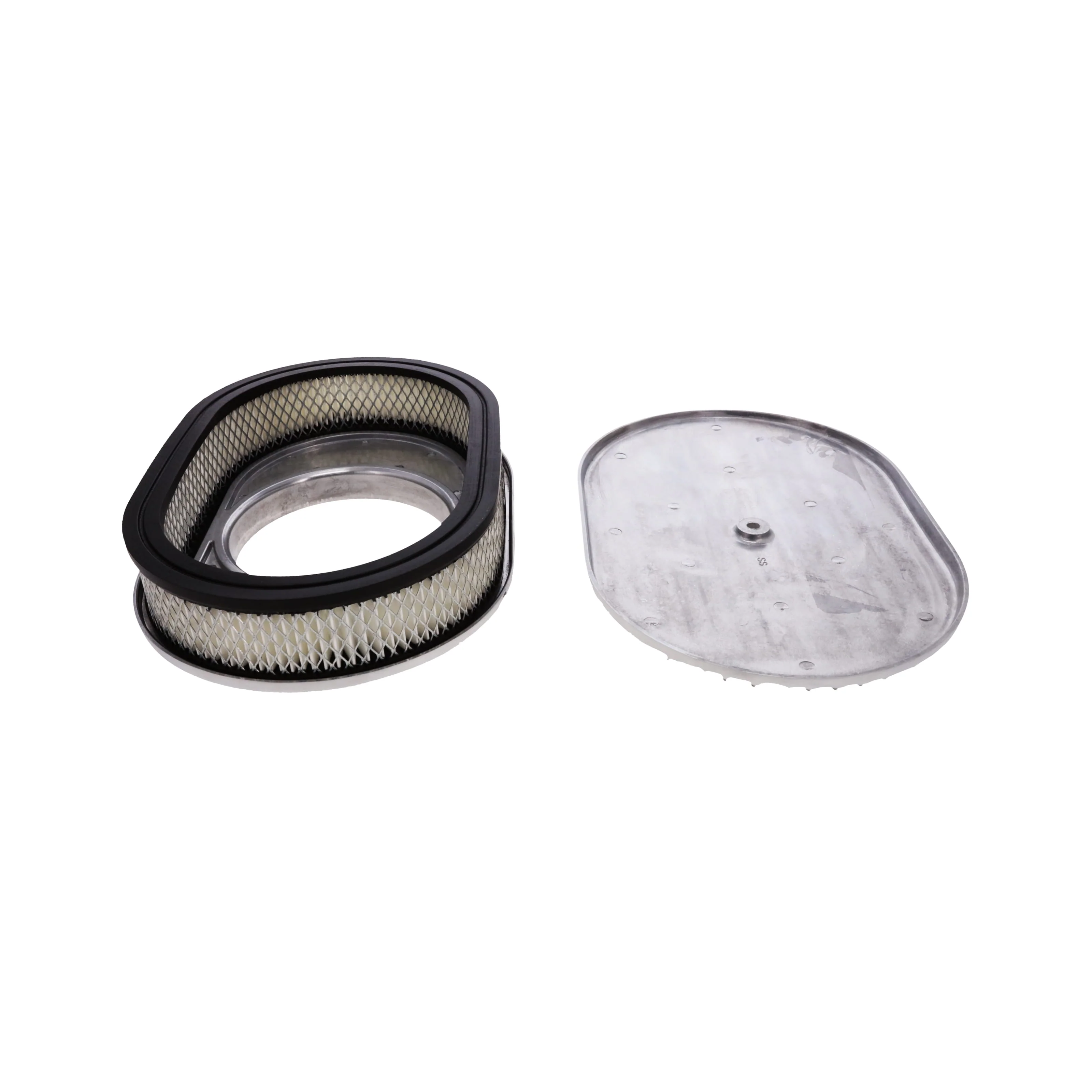 12″ X 2″ Full Finned Oval Aluminum Air Cleaner Kit, Paper Filter, Flat Base - Polished - Image 3