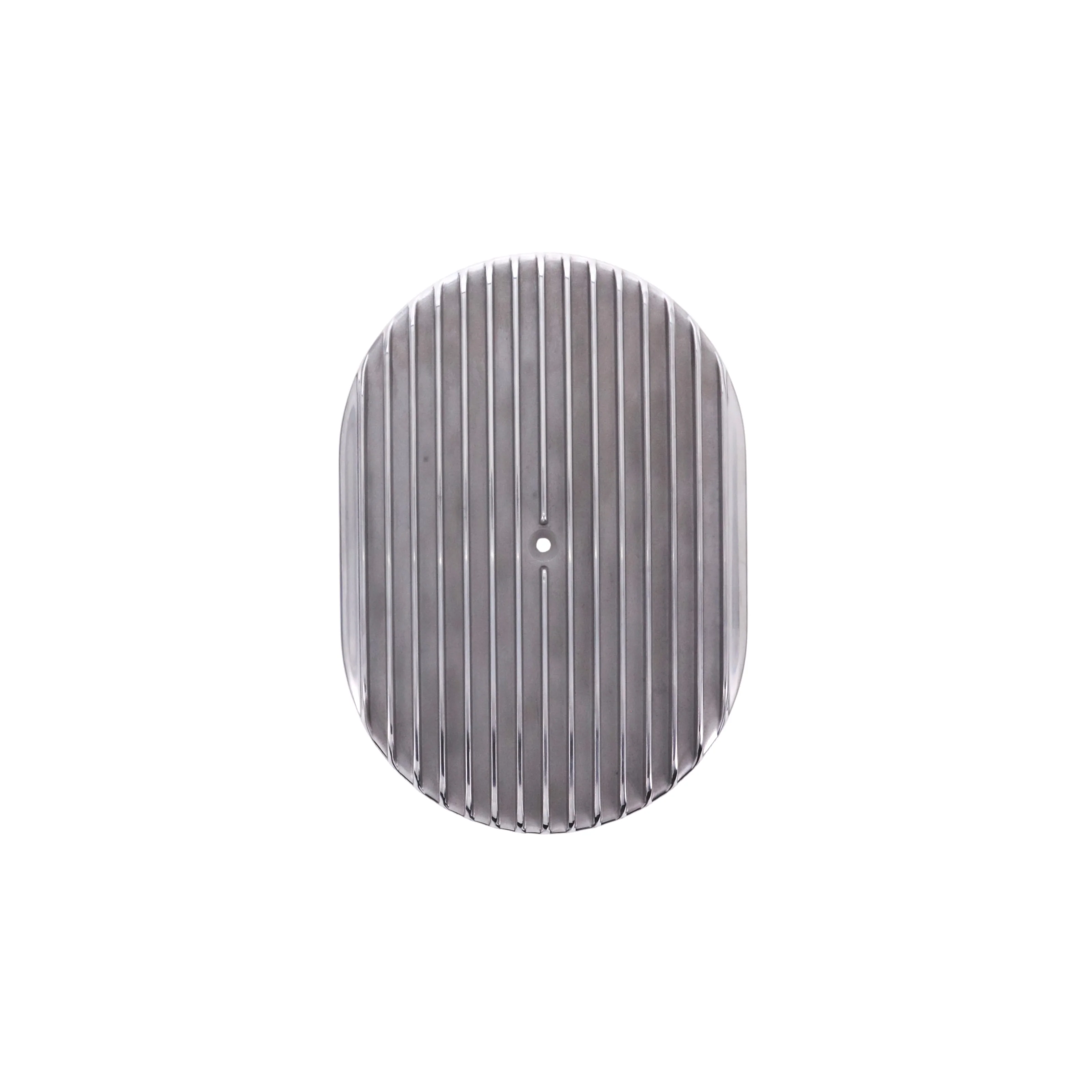 12″ X 2″ Full Finned Oval Aluminum Air Cleaner Kit, Red Washable Filter, Flat Base - Polished - Image 4