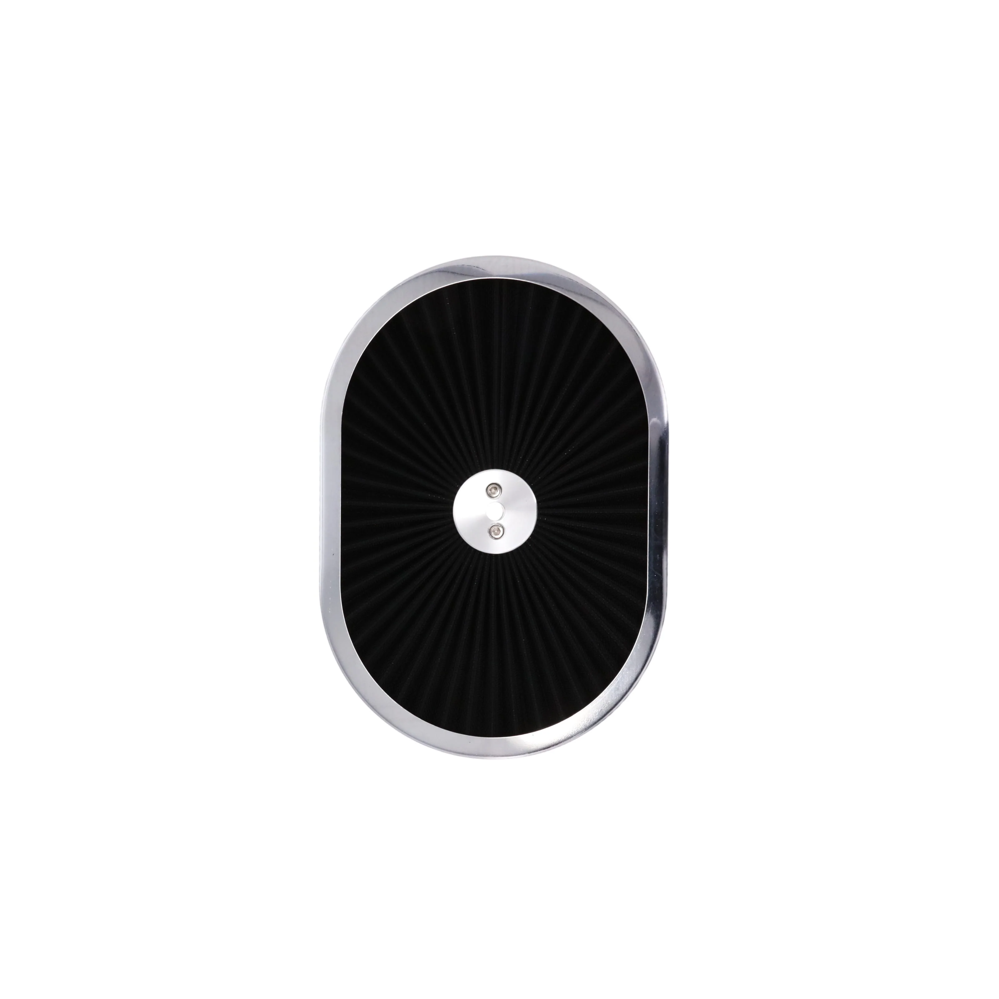 12" X 2" Round Steel Air Cleaner Kit, Black Washable Filter, Flat Base - Chrome - Image 3
