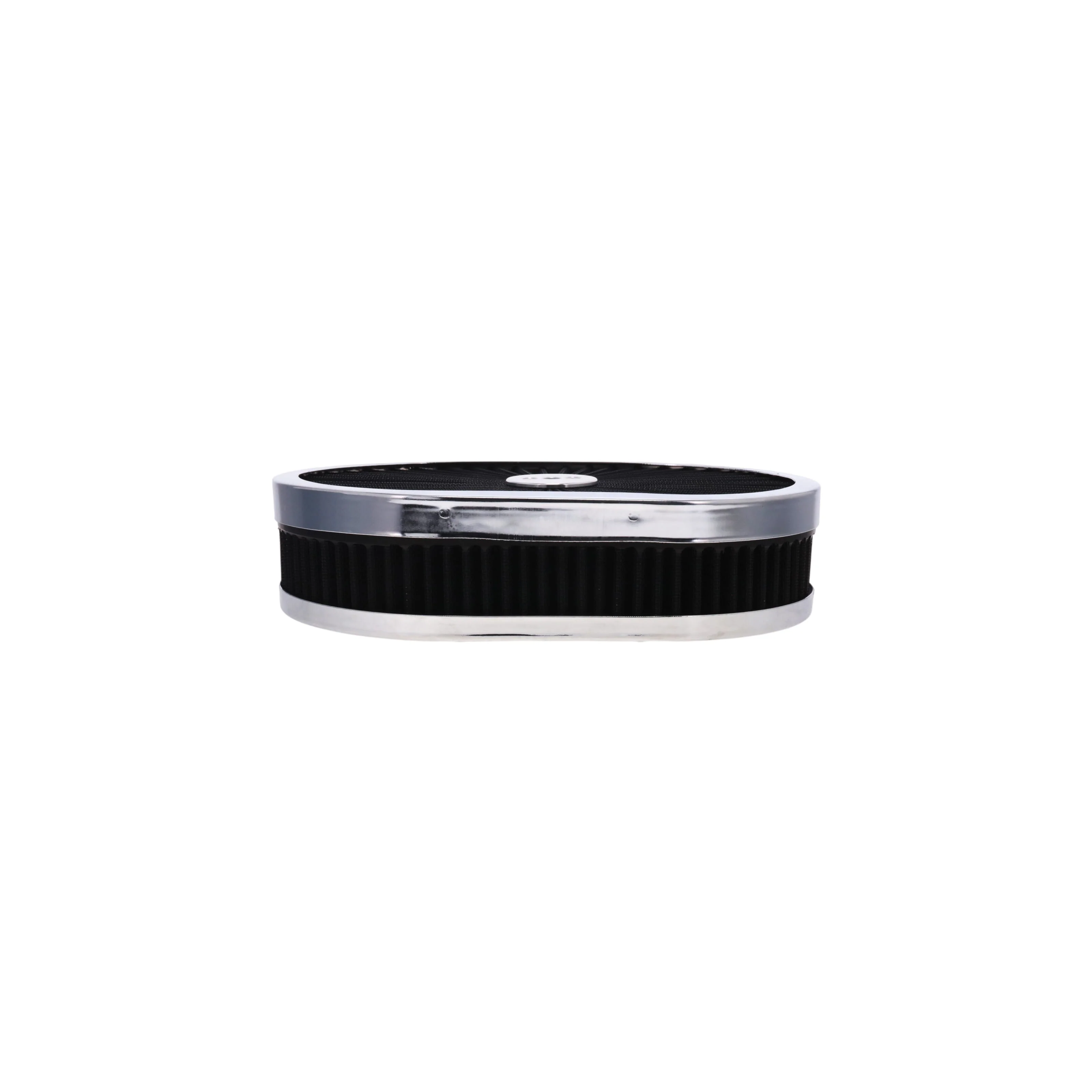 12" X 2" Round Steel Air Cleaner Kit, Black Washable Filter, Flat Base - Chrome - Image 4
