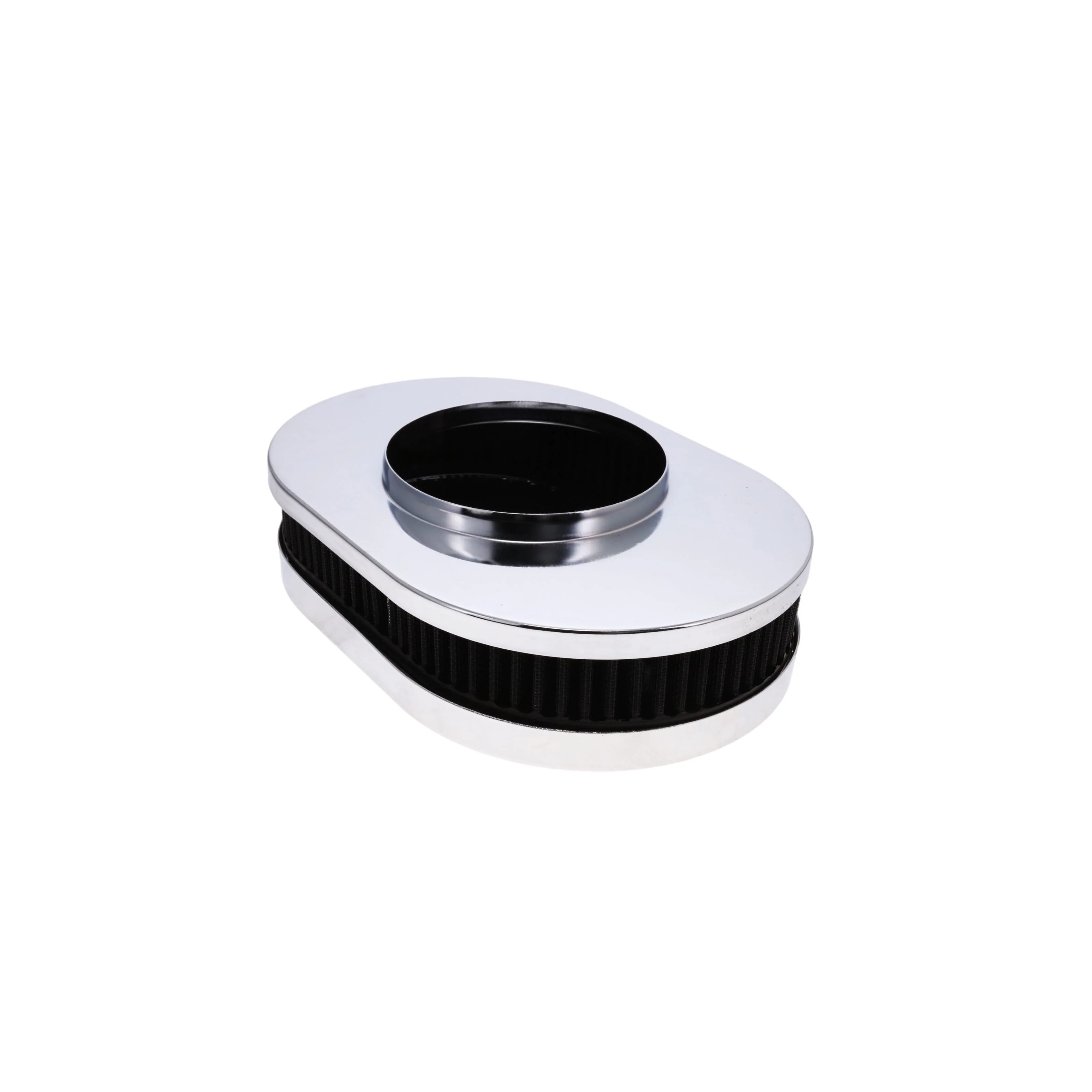 12" X 2" Round Steel Air Cleaner Kit, Black Washable Filter, Flat Base - Chrome - Image 5
