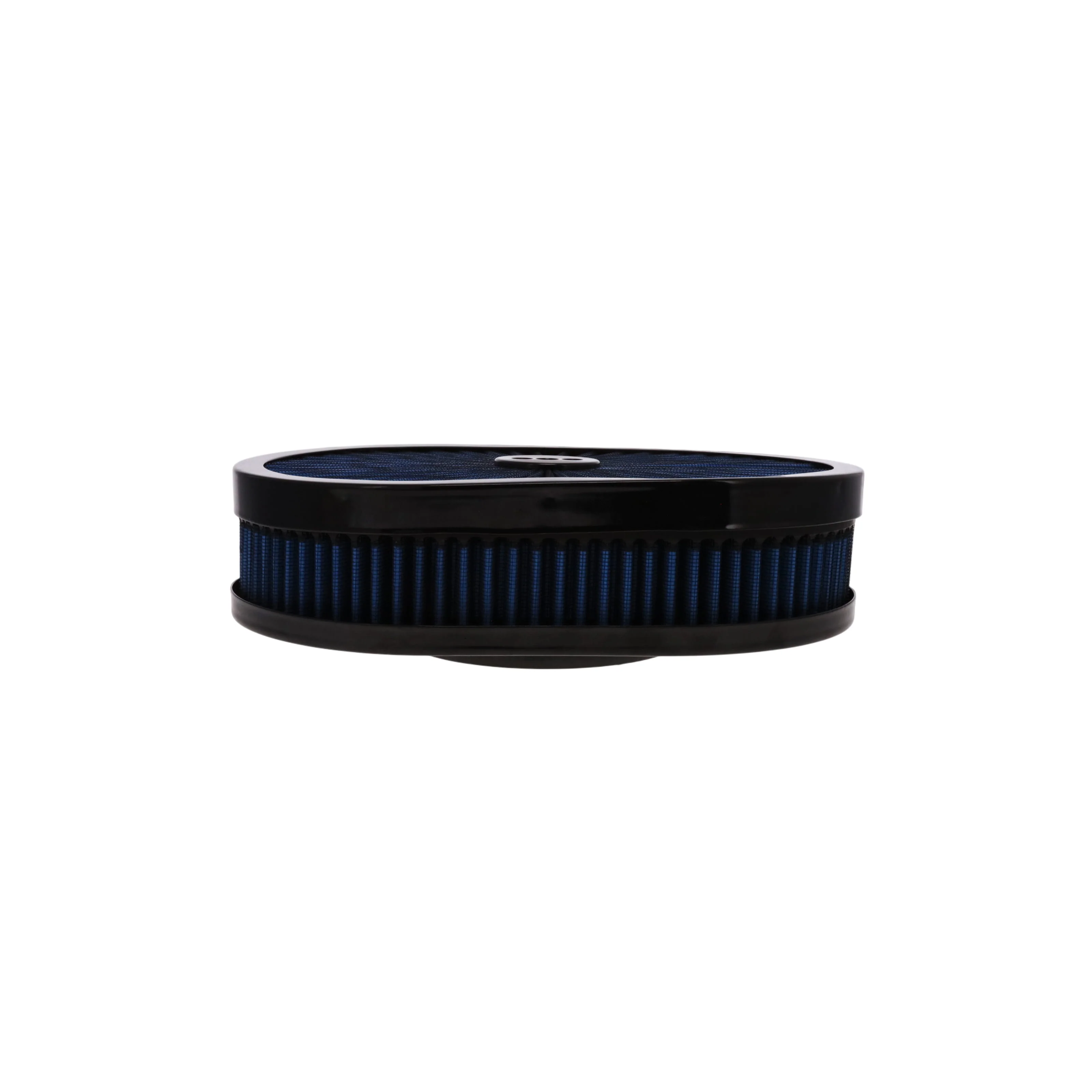 12" X 2" Round Steel Air Cleaner Kit, Blue Washable Filter, Flat Base - Black - Image 4