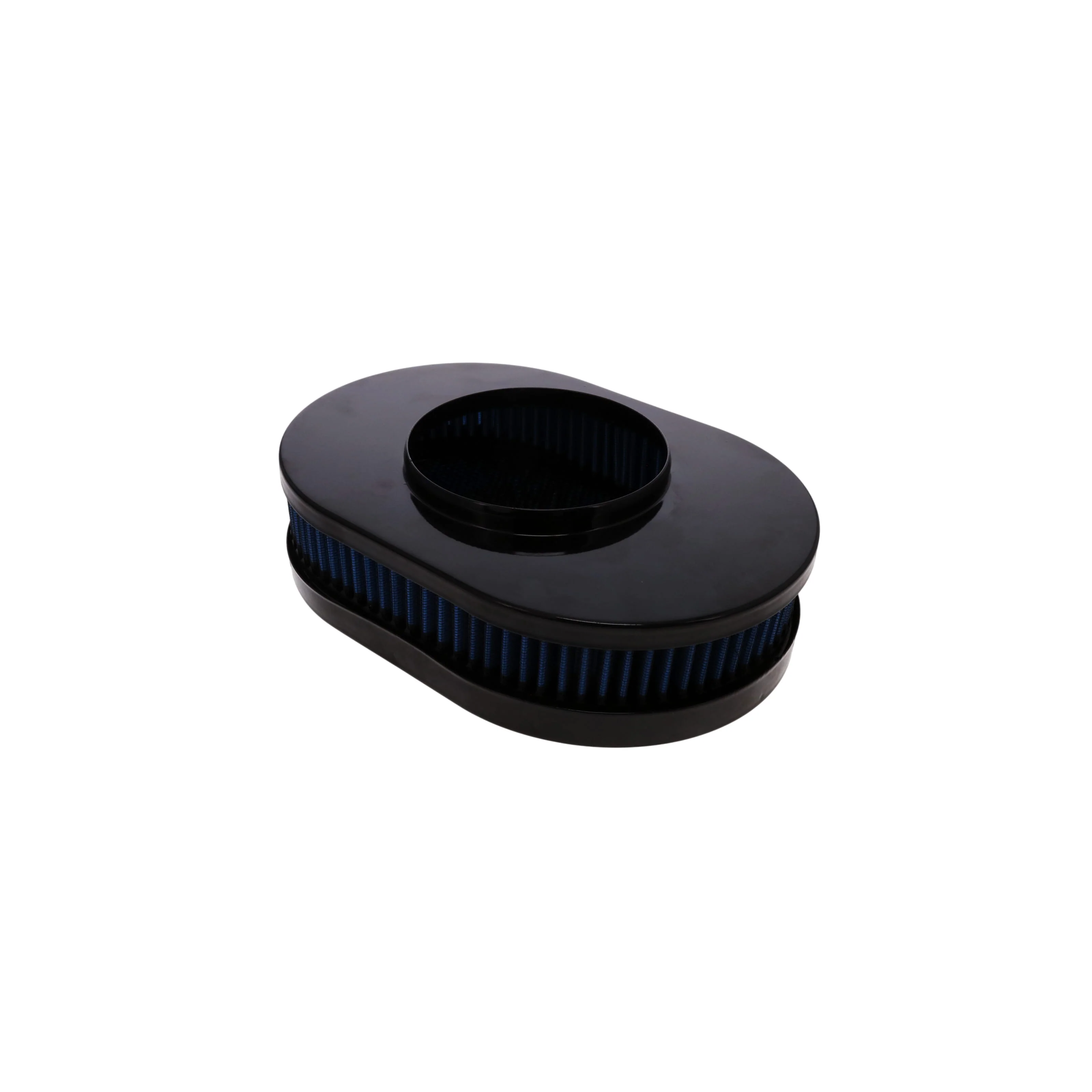 12" X 2" Round Steel Air Cleaner Kit, Blue Washable Filter, Flat Base - Black - Image 5