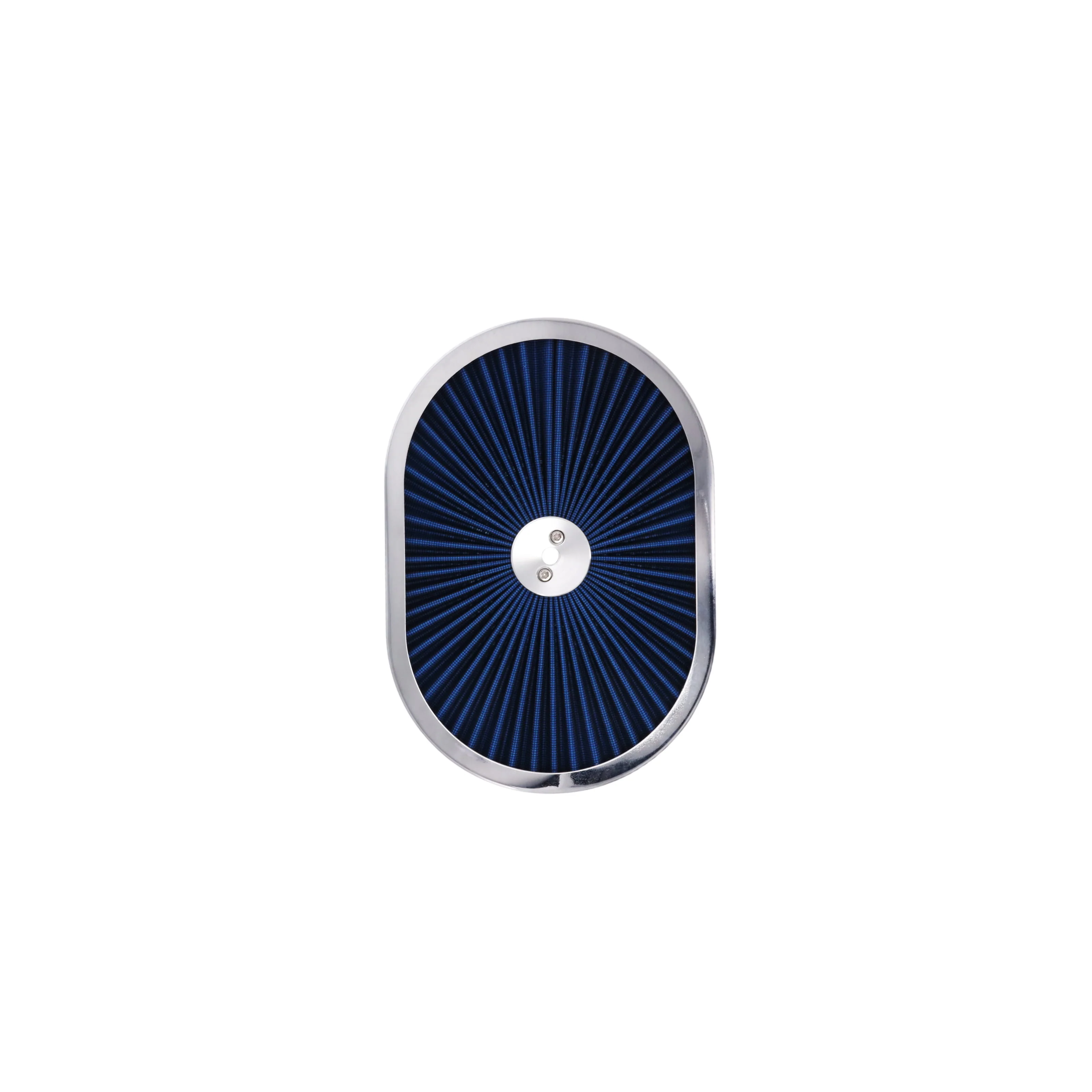 12" X 2" Round Steel Air Cleaner Kit, Blue Washable Filter, Flat Base - Chrome - Image 5