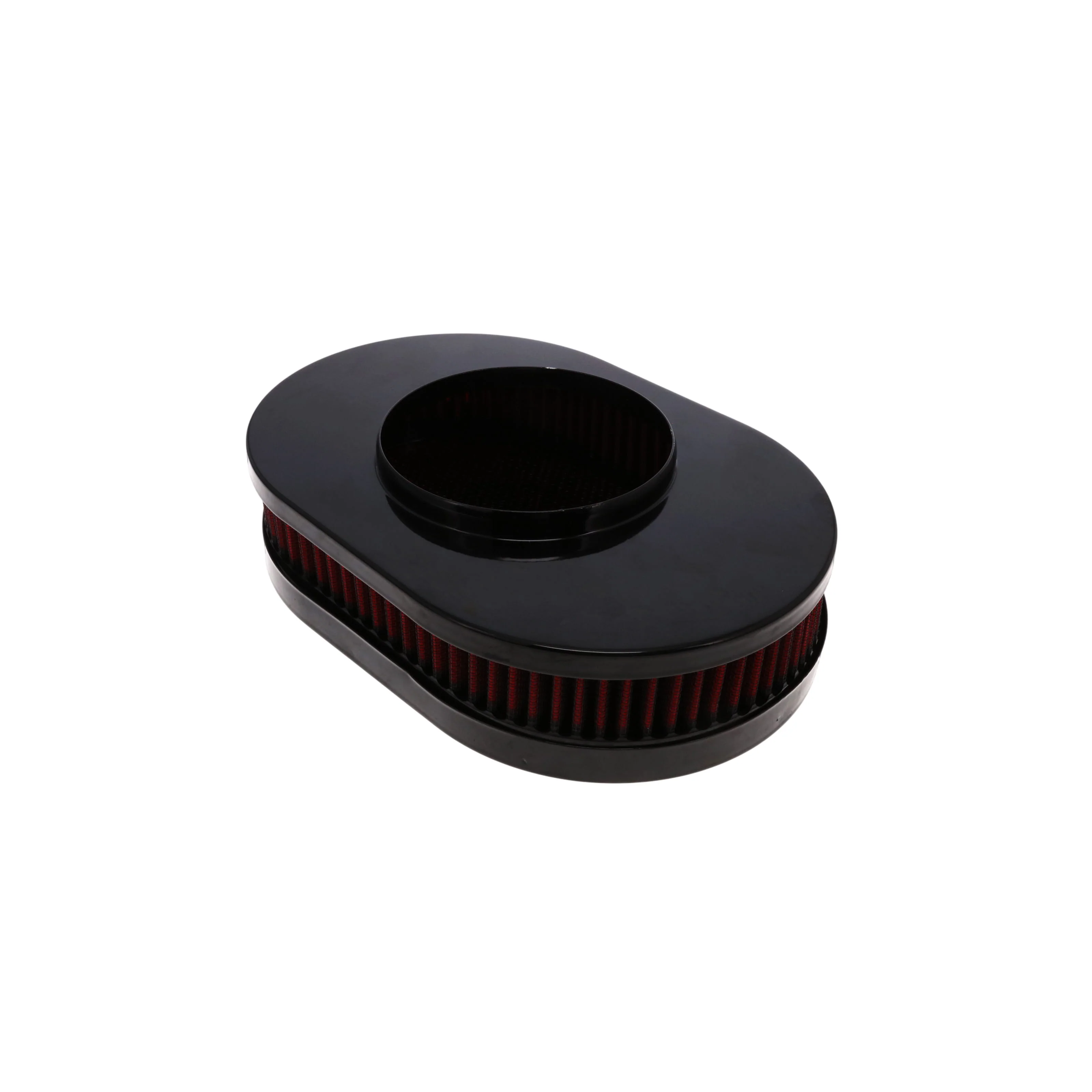 12" X 2" Round Steel Air Cleaner Kit, Red Washable Filter, Flat Base - Black - Image 3