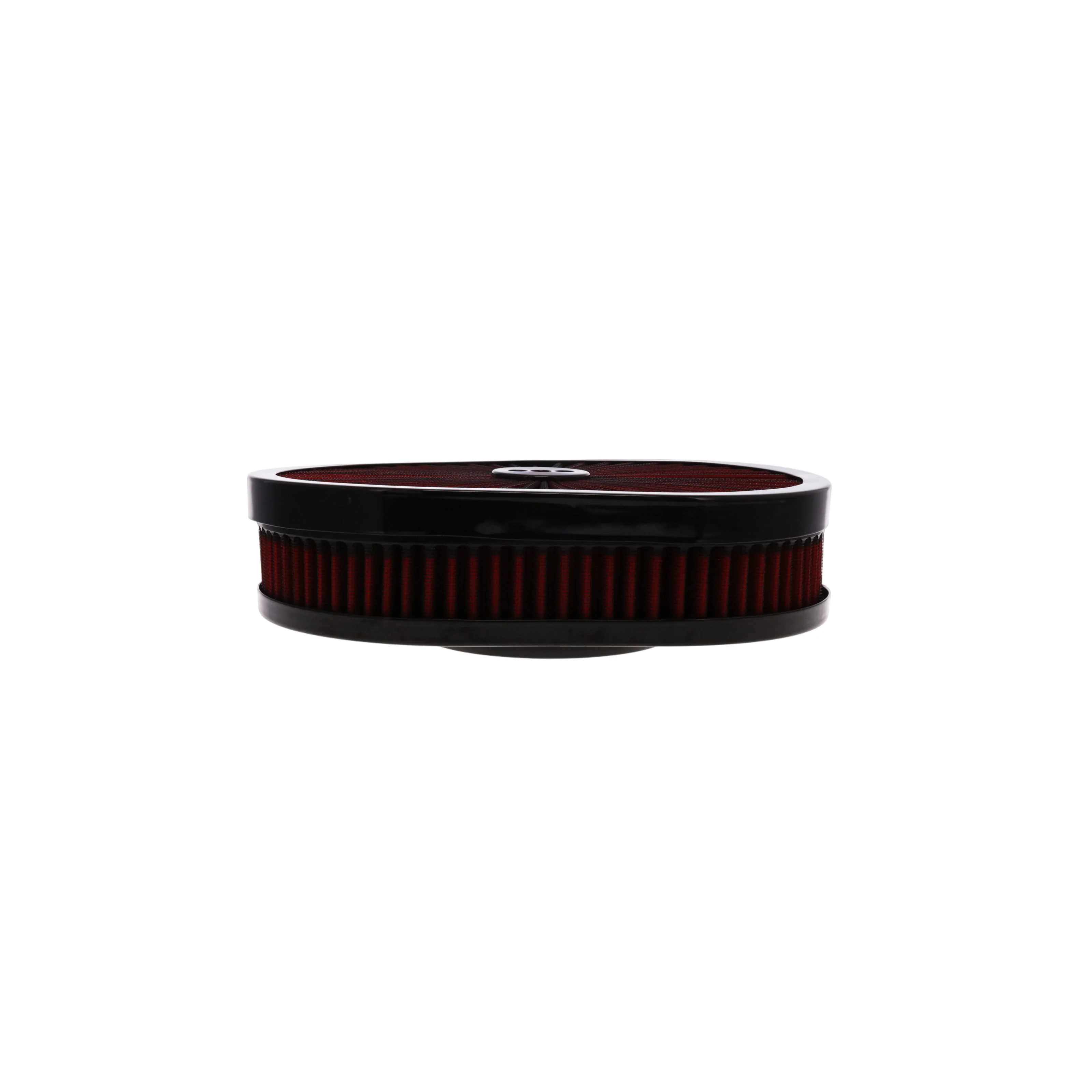 12" X 2" Round Steel Air Cleaner Kit, Red Washable Filter, Flat Base - Black - Image 4