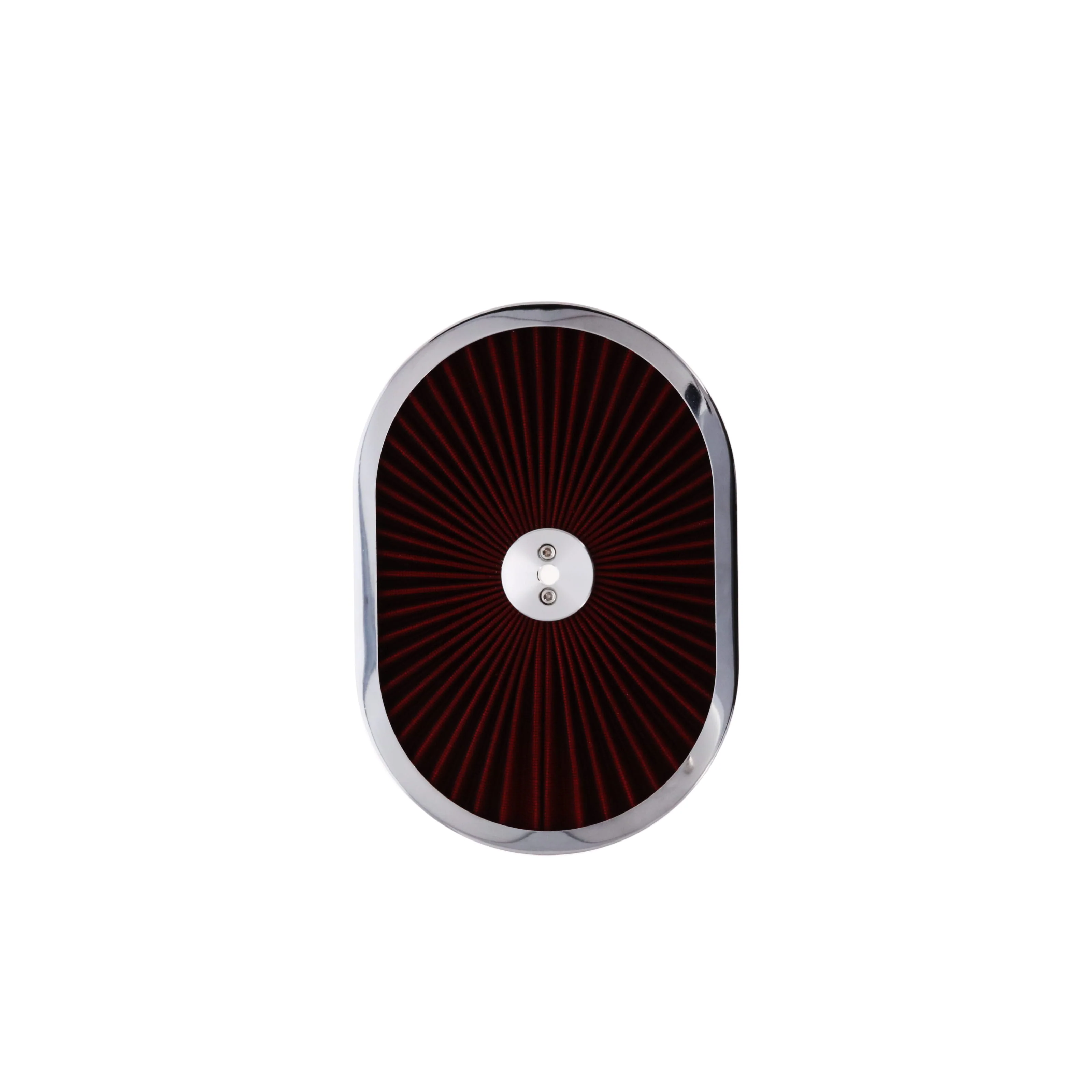 12" X 2" Round Steel Air Cleaner Kit, Red Washable Filter, Flat Base - Chrome - Image 3