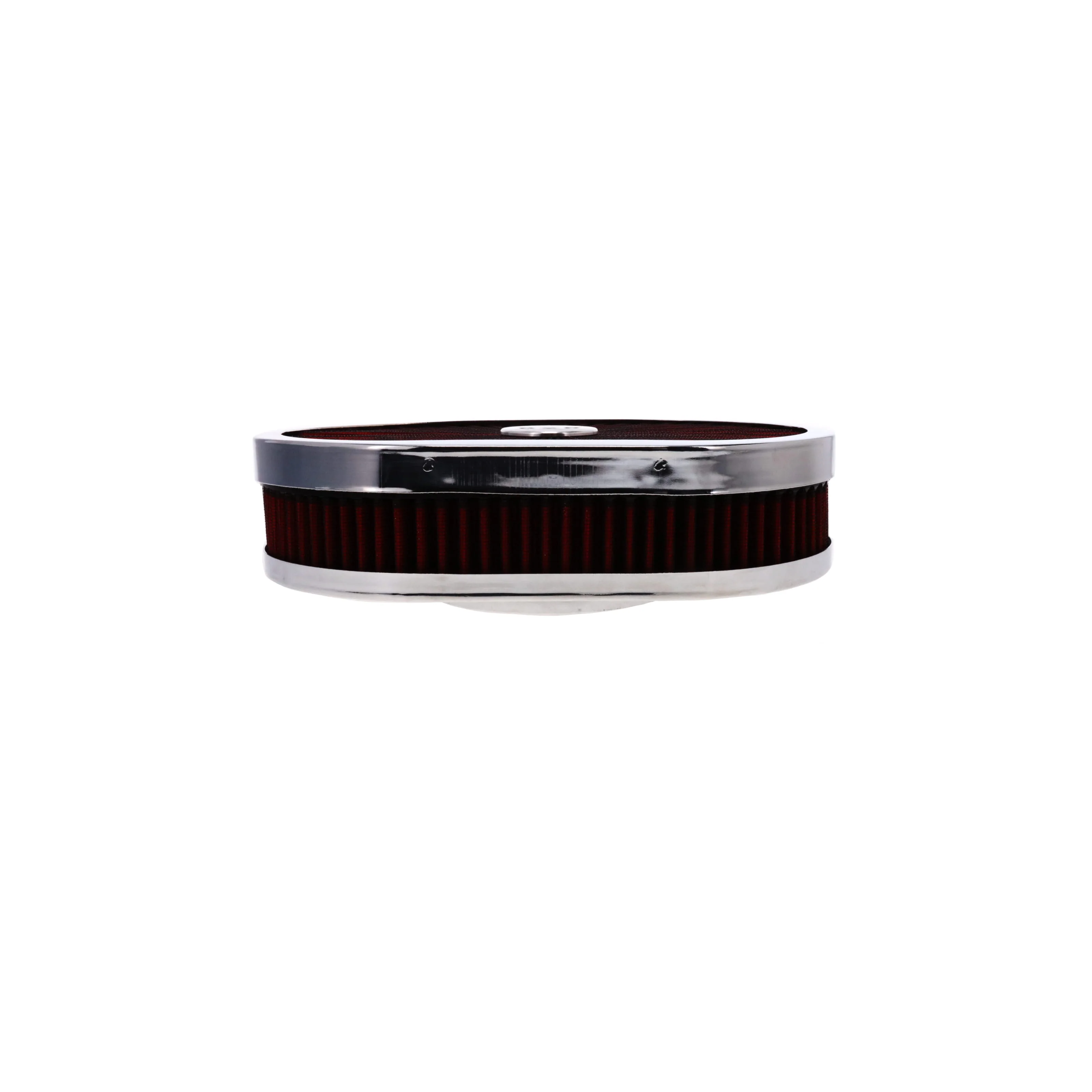 12" X 2" Round Steel Air Cleaner Kit, Red Washable Filter, Flat Base - Chrome - Image 5