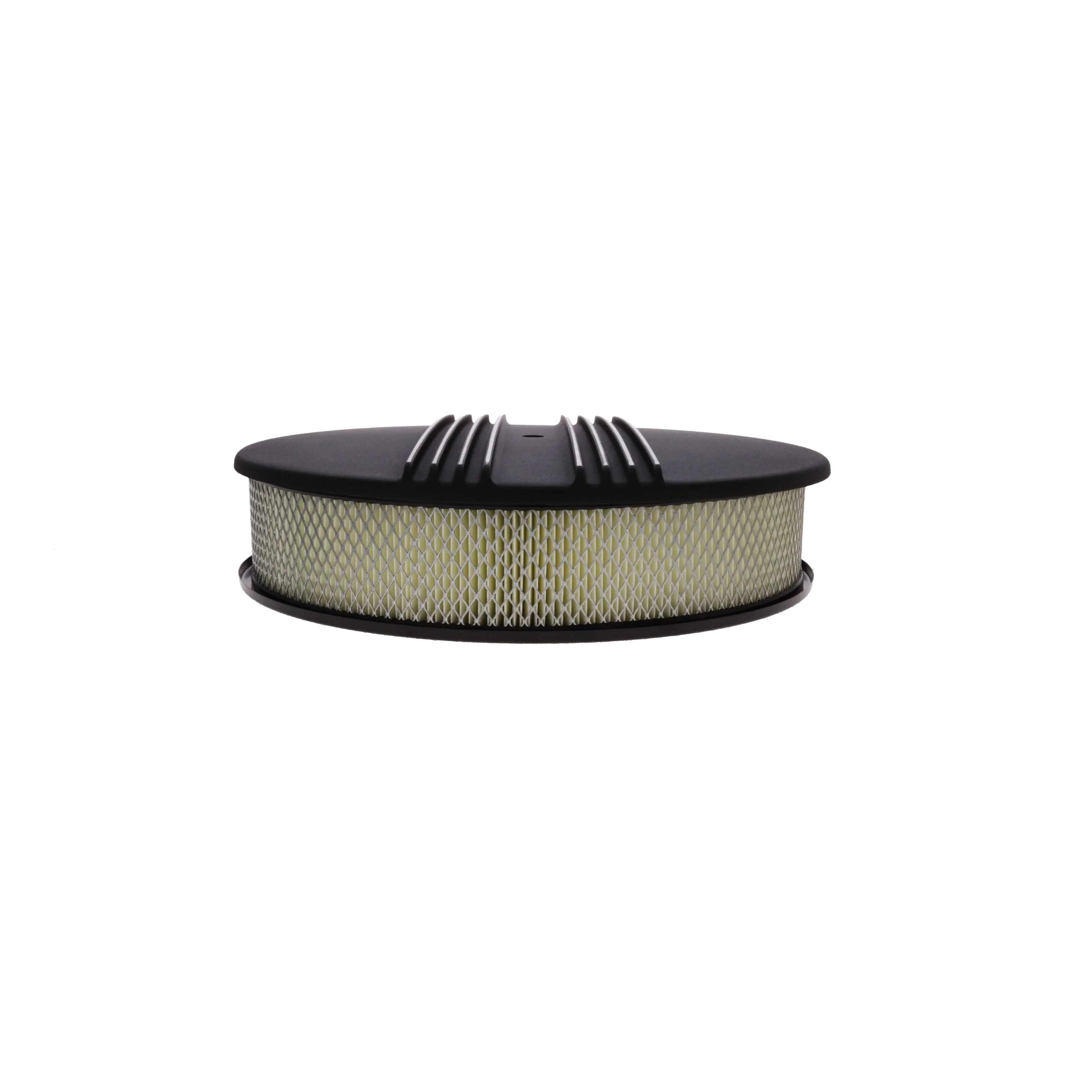 14" X 3" Center Finned Round Aluminum Air Cleaner Kit, Paper Filter, Flat Base - Black - Image 4