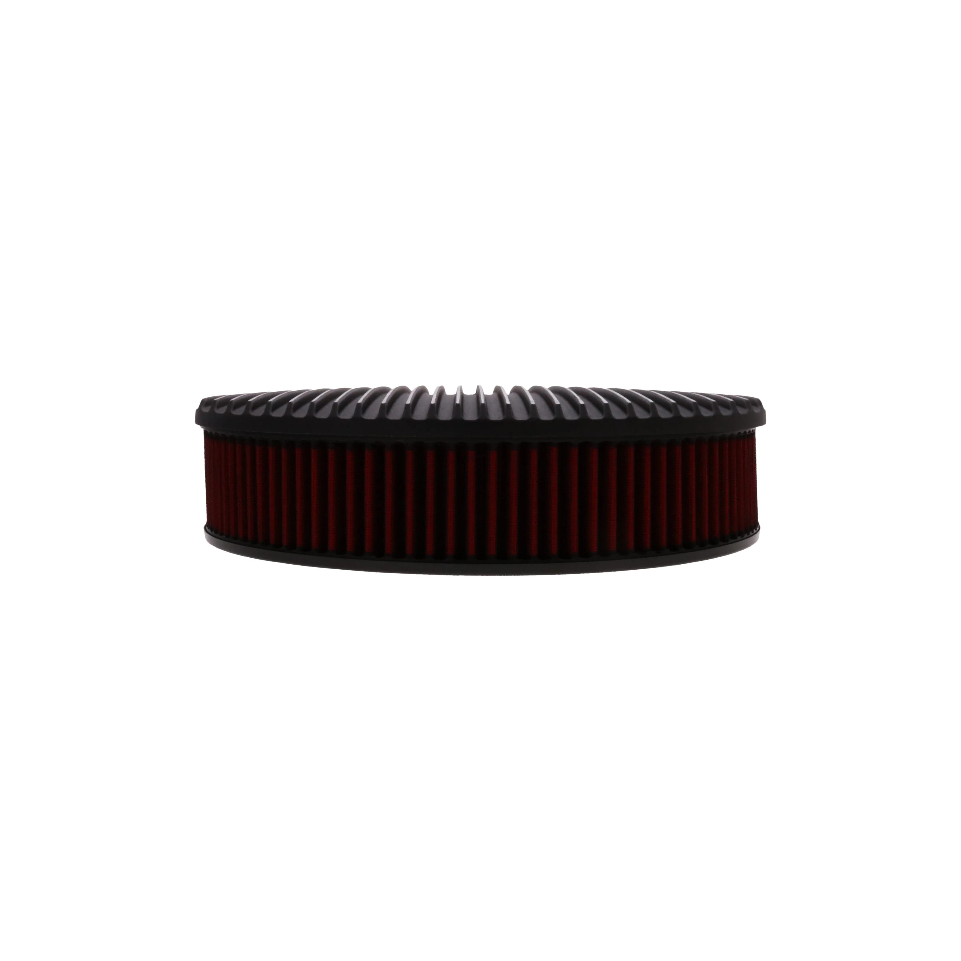 14" X 3" Full Finned Round Aluminum Air Cleaner Kit, Red Washable Filter, Flat Base - Black - Image 5
