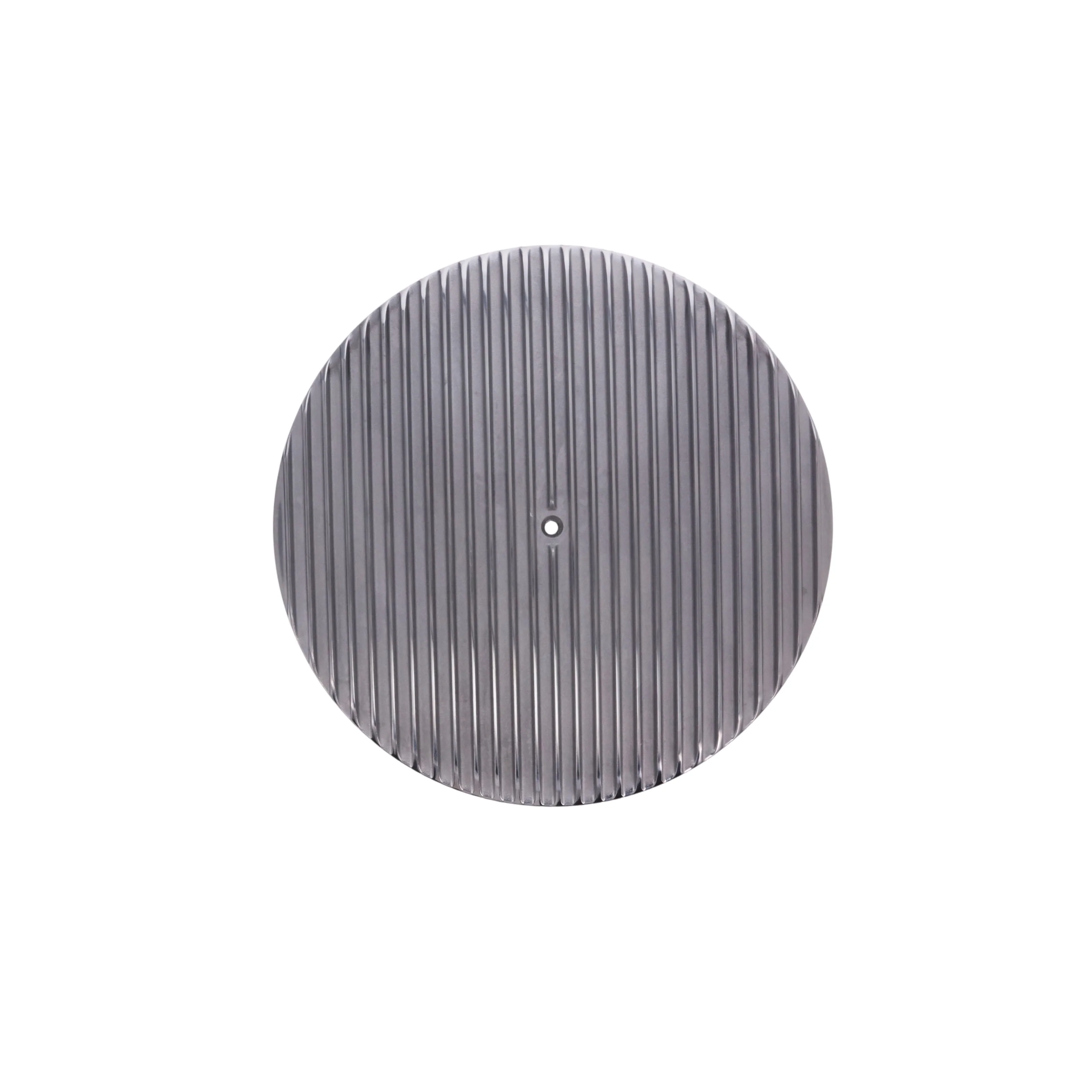 14" X 3" Full Finned Round Aluminum Air Cleaner Kit, Red Washable Filter, Flat Base - Polished - Image 5