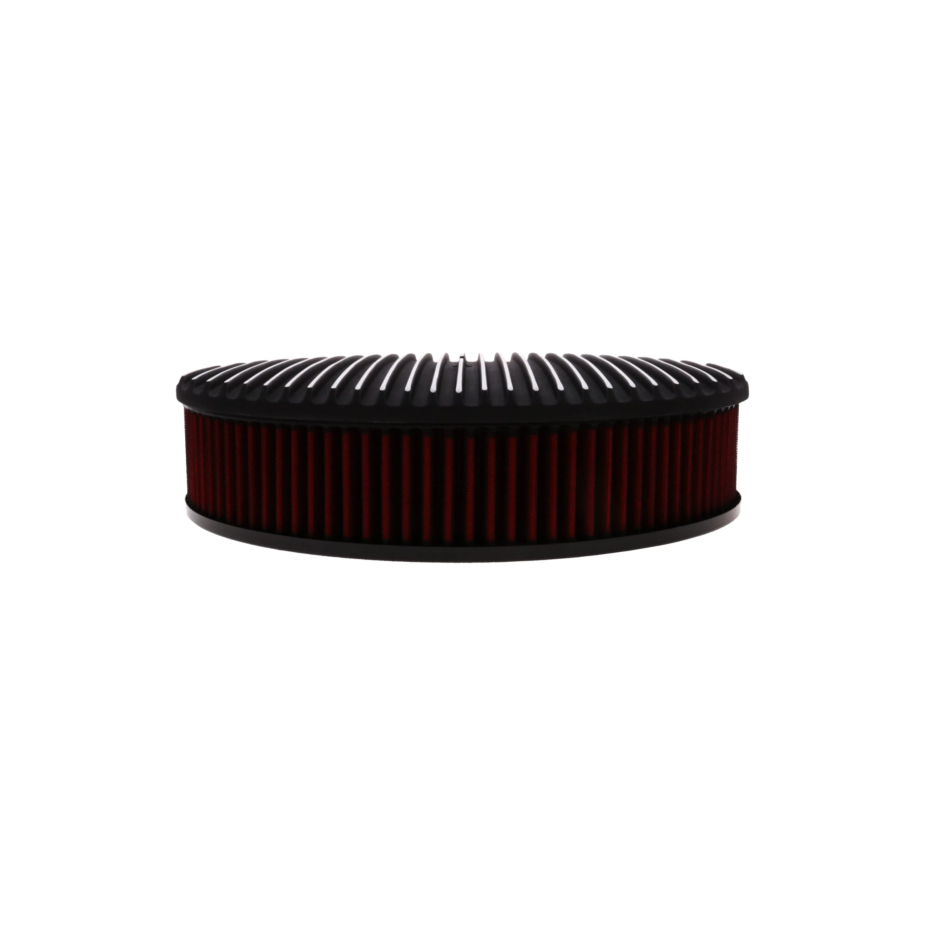 14" X 3" Full Finned Round Aluminum Air Cleaner Kit, Red Washable Filter, Recessed Base, Black - Image 5