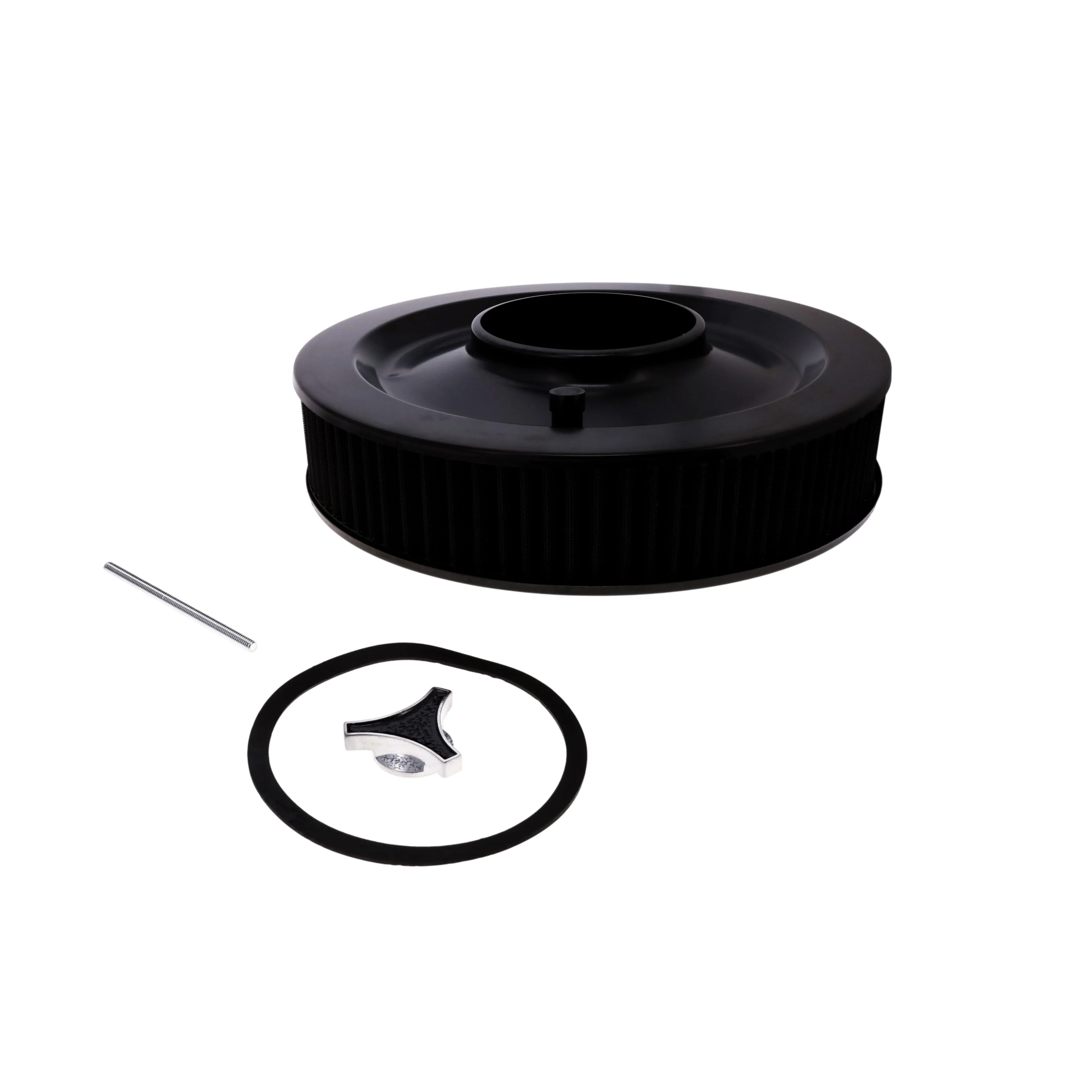 14" X 3" Round Steel Air Cleaner Kit, Black Washable Filter, Flat Base, Black - Image 5