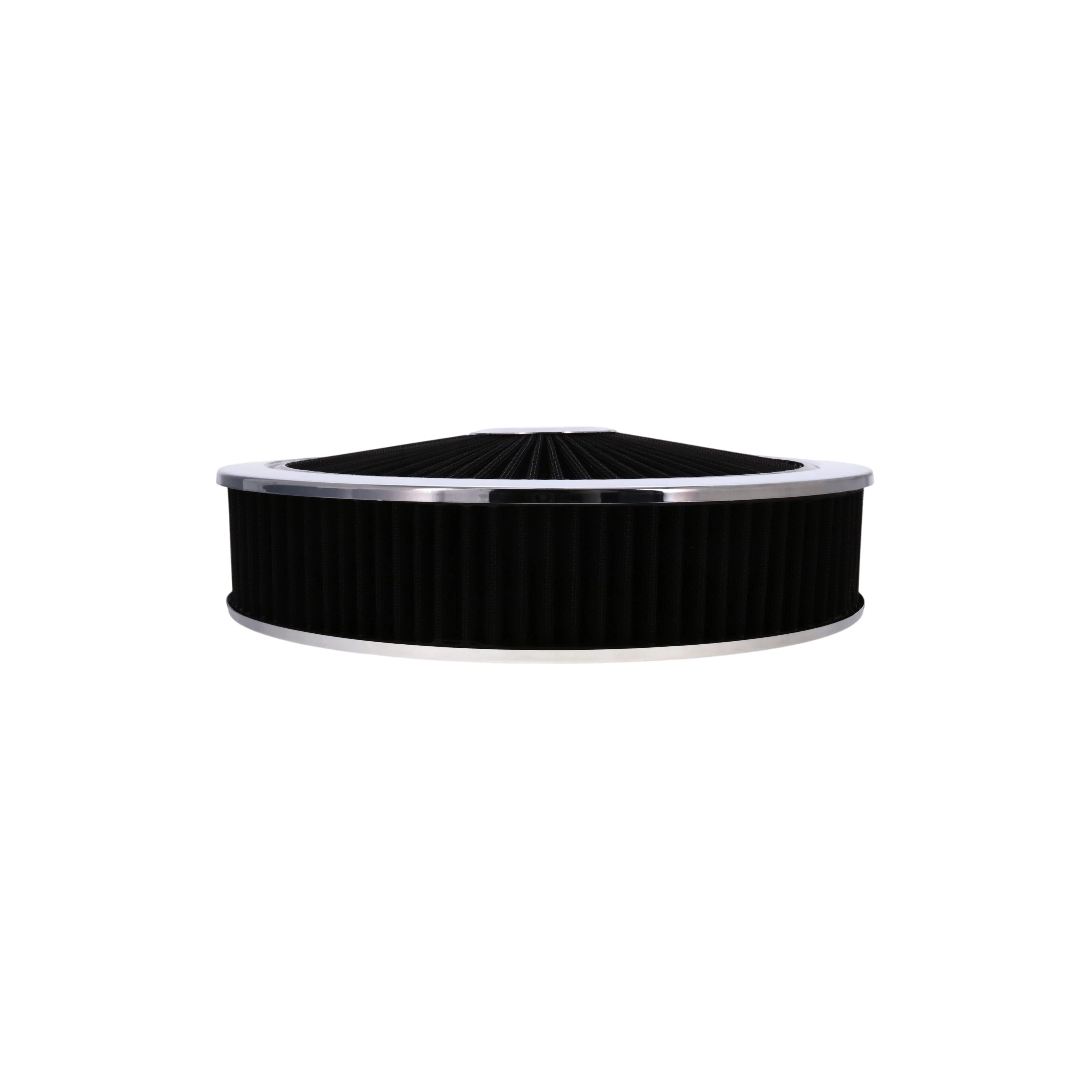 14" X 3" Round Steel Air Cleaner Kit, Black Washable Filter, Flat Base - Chrome - Image 3