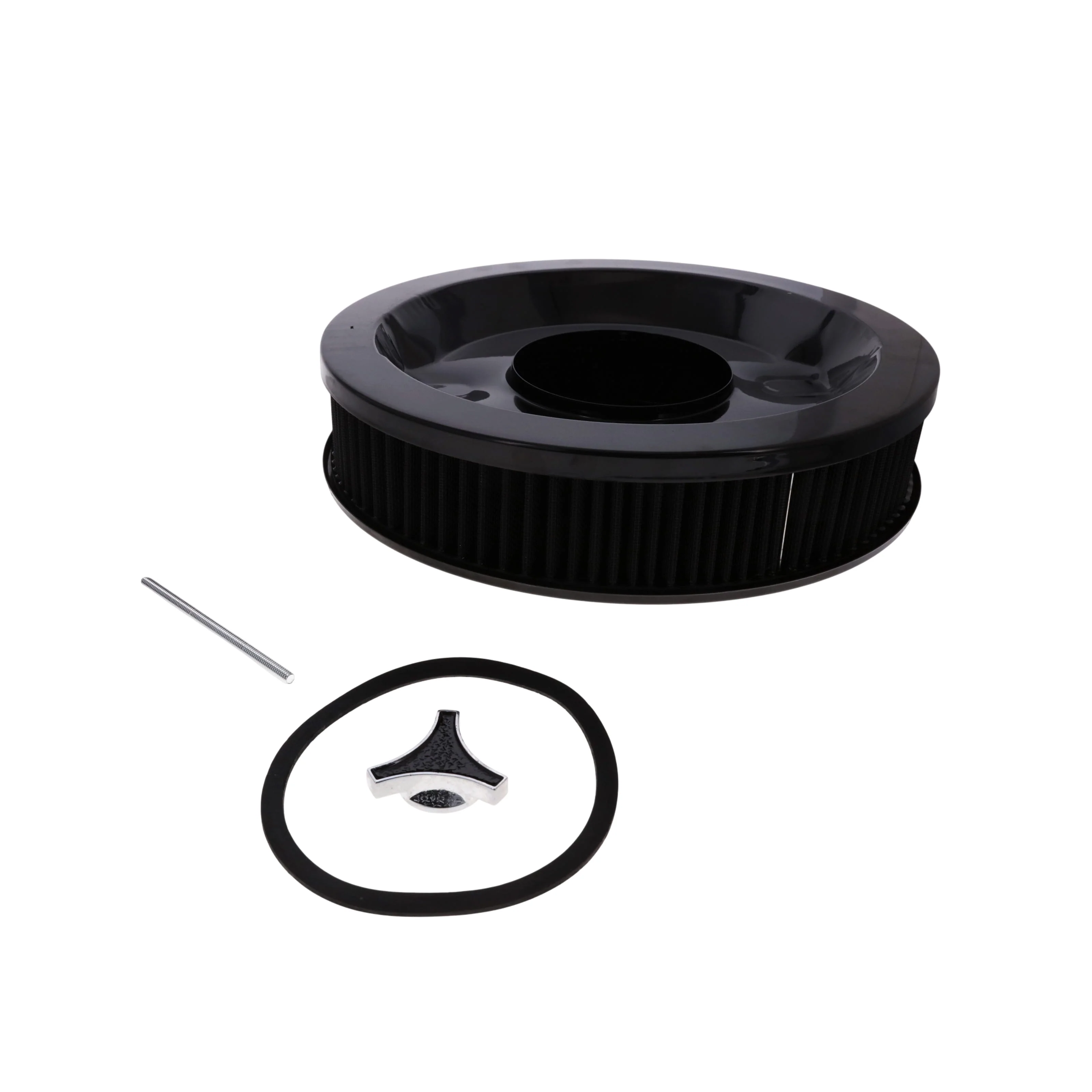 14" X 3" Round Steel Air Cleaner Kit, Black Washable Filter, Recessed Base - Black - Image 5
