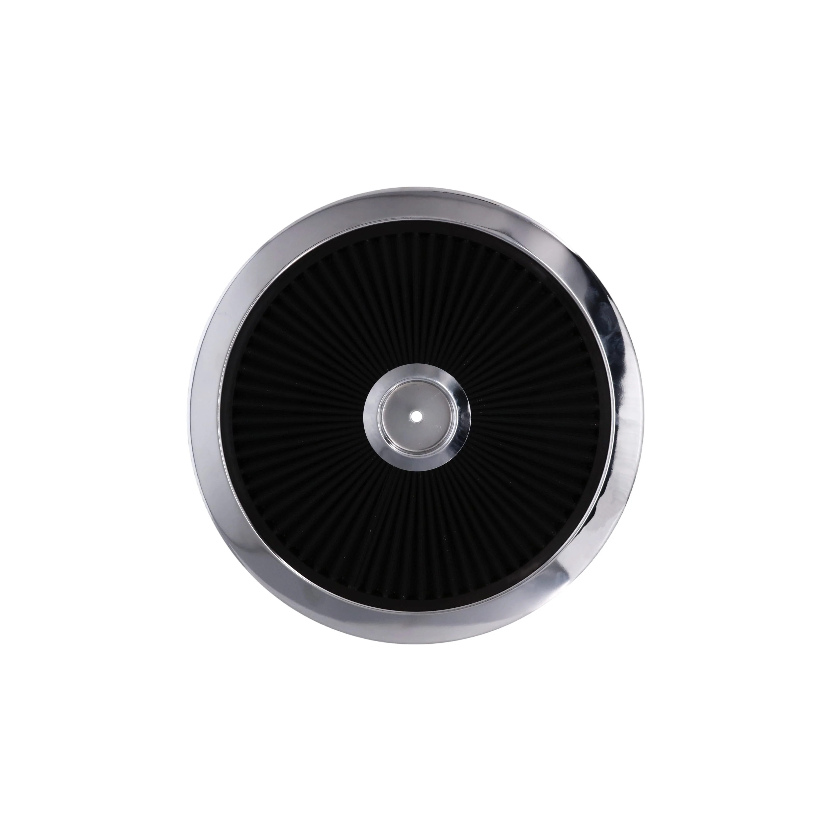 14" X 3" Round Steel Air Cleaner Kit, Black Washable Filter, Recessed Base - Chrome - Image 3