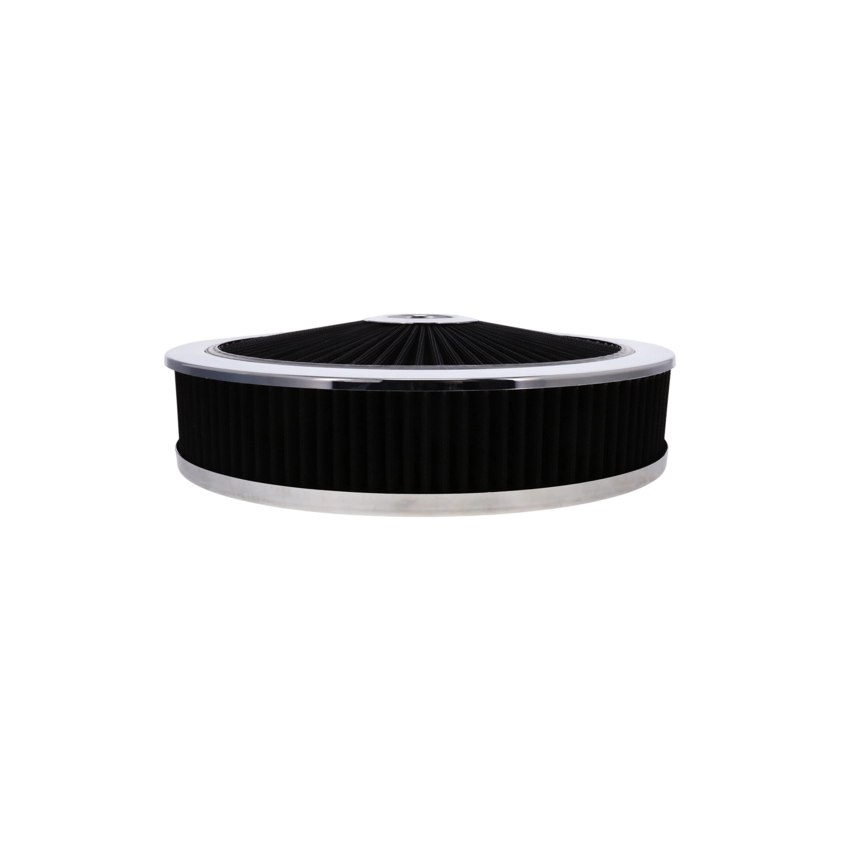 14" X 3" Round Steel Air Cleaner Kit, Black Washable Filter, Recessed Base - Chrome - Image 4