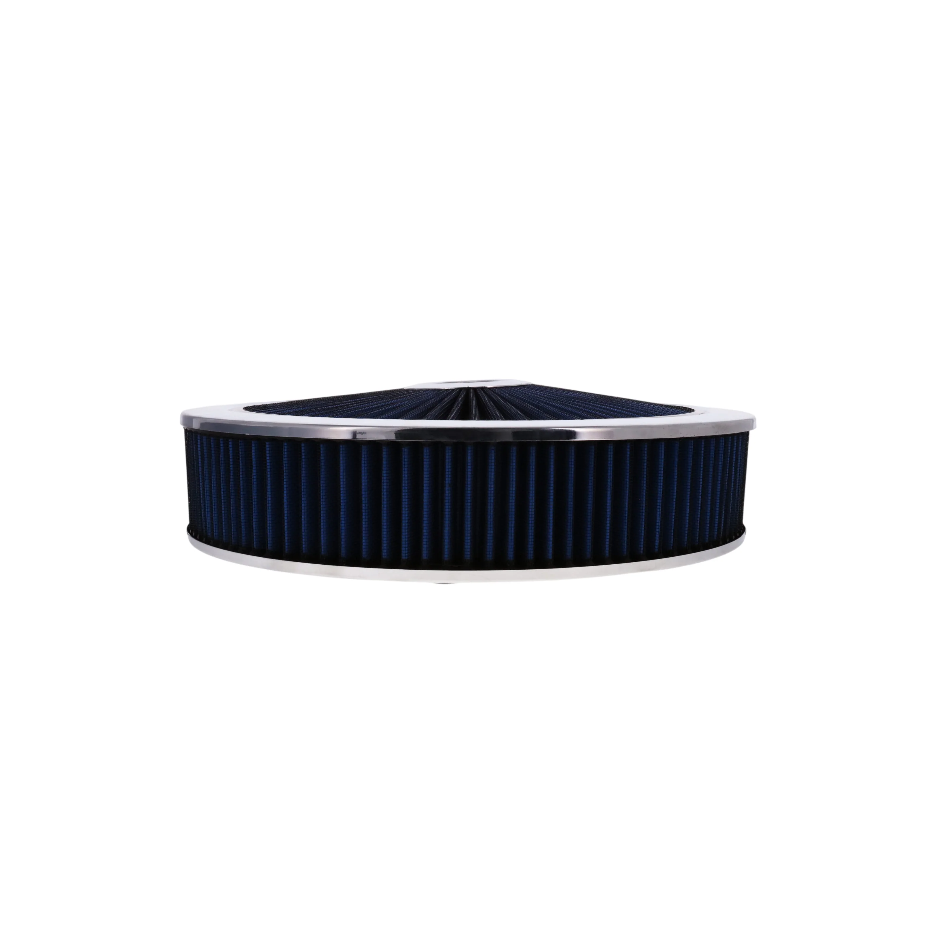 14" X 3" Round Steel Air Cleaner Kit, Blue Washable Filter, Flat Base - Chrome - Image 4