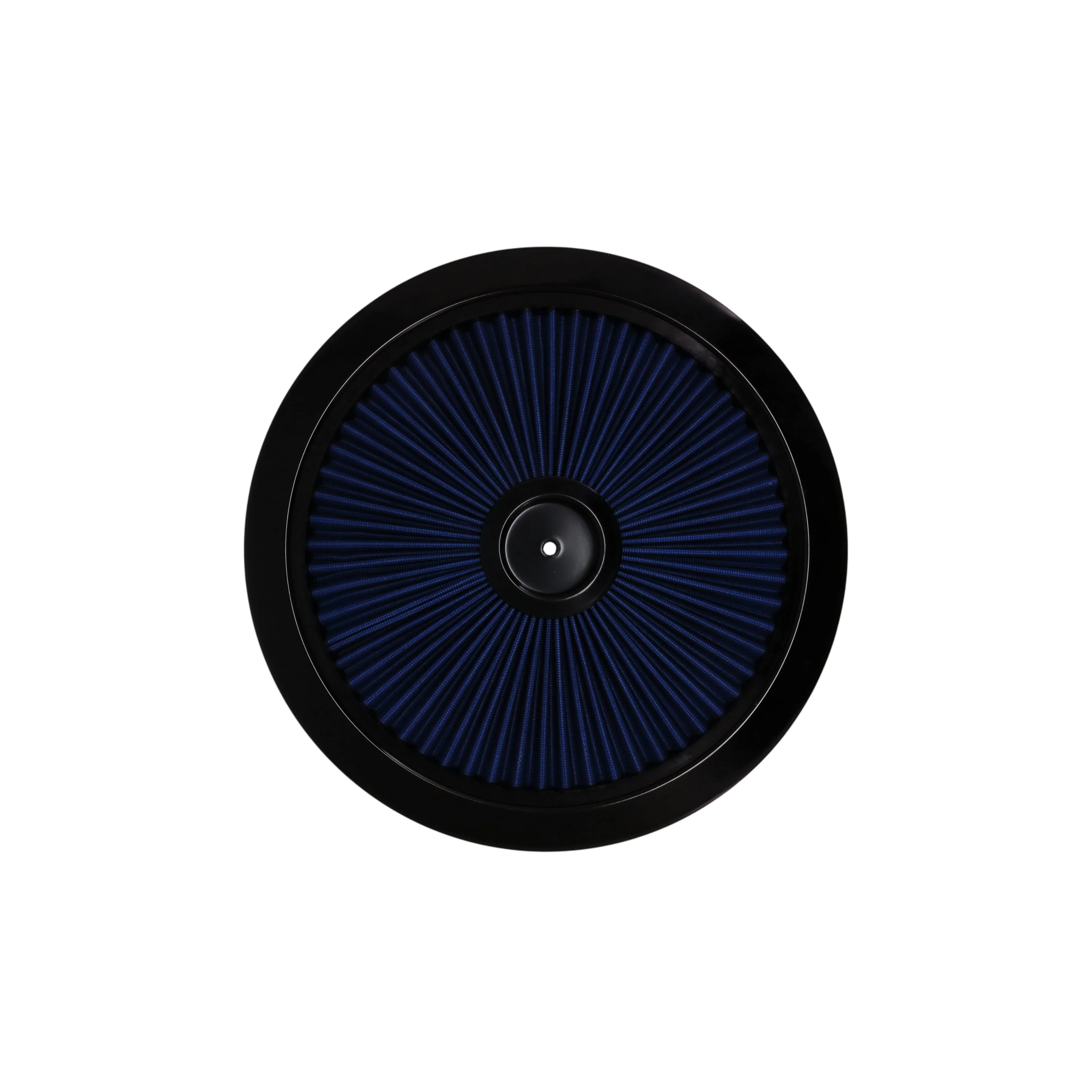 14" X 3" Round Steel Air Cleaner Kit, Blue Washable Filter, Recessed Base - Black - Image 3