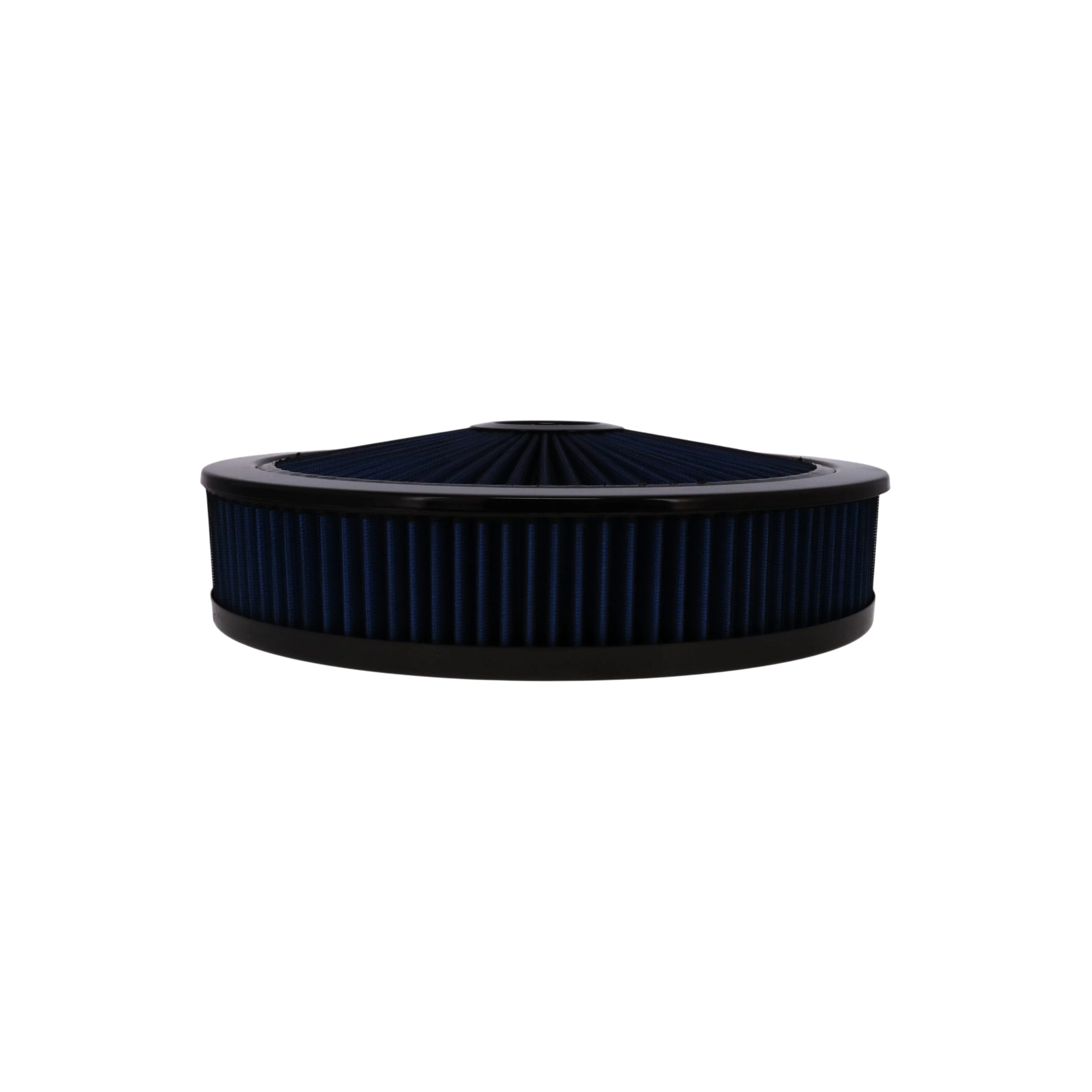 14" X 3" Round Steel Air Cleaner Kit, Blue Washable Filter, Recessed Base - Black - Image 4