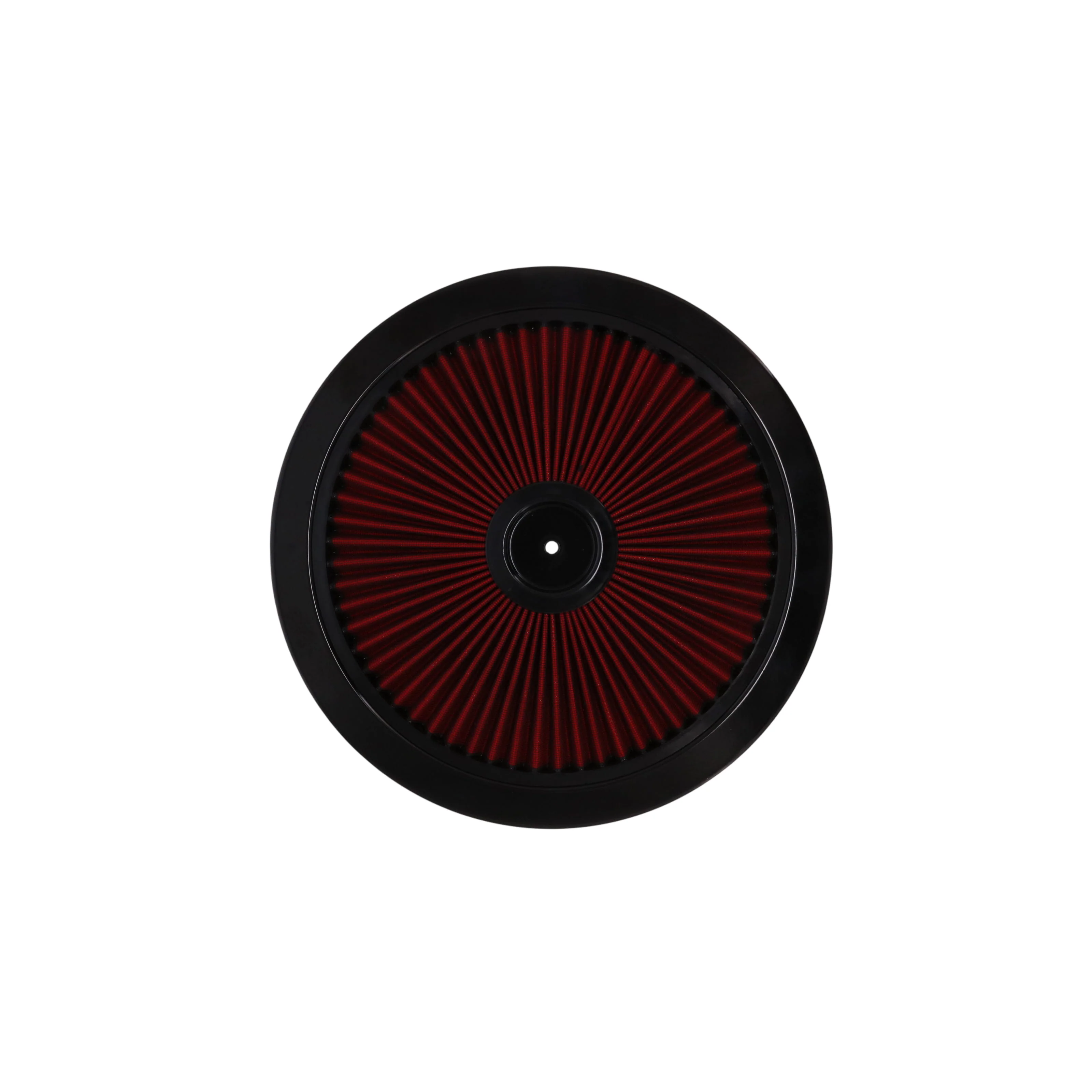 14" X 3" Round Steel Air Cleaner Kit, Red Washable Filter, Flat Base - Black - Image 3