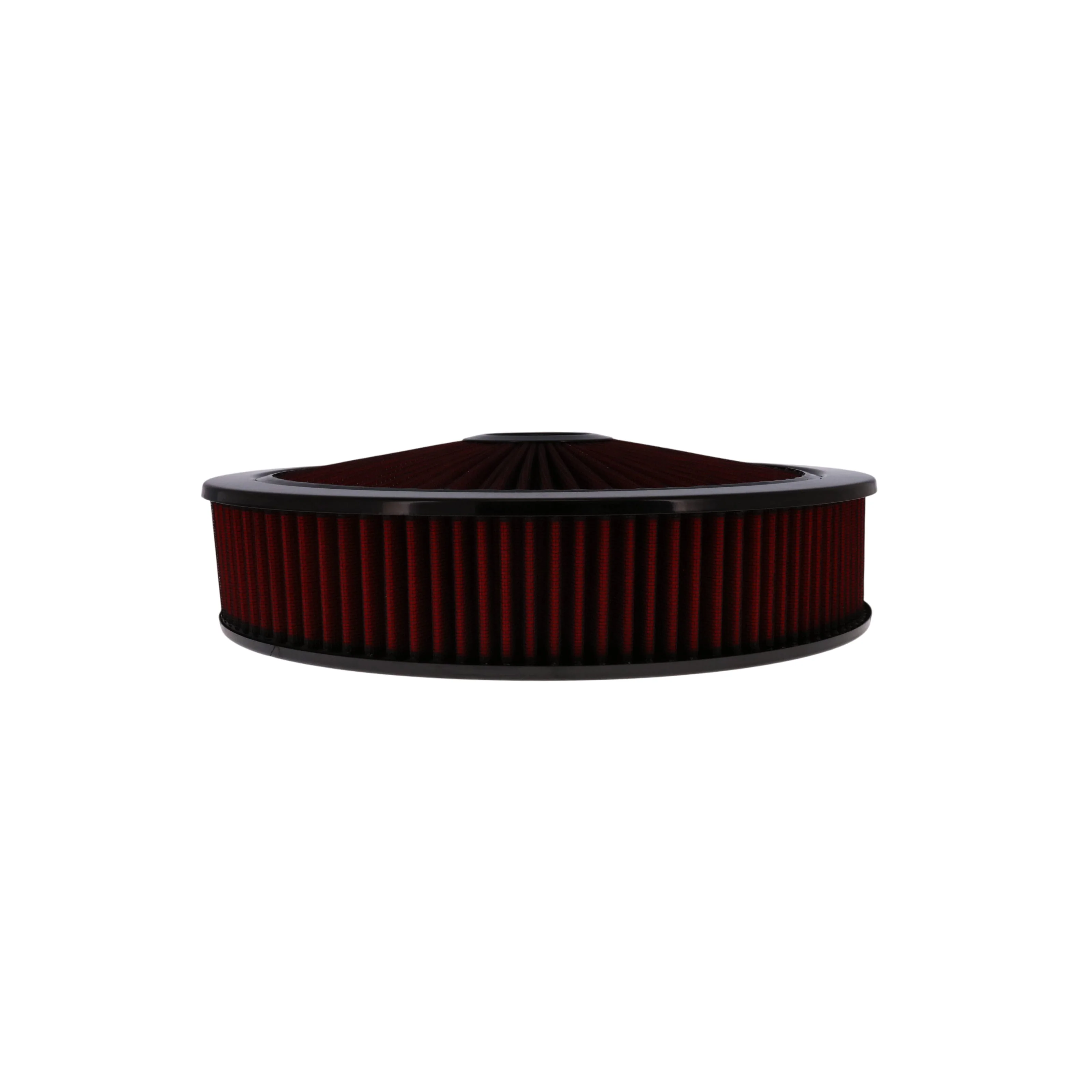 14" X 3" Round Steel Air Cleaner Kit, Red Washable Filter, Flat Base - Black - Image 4