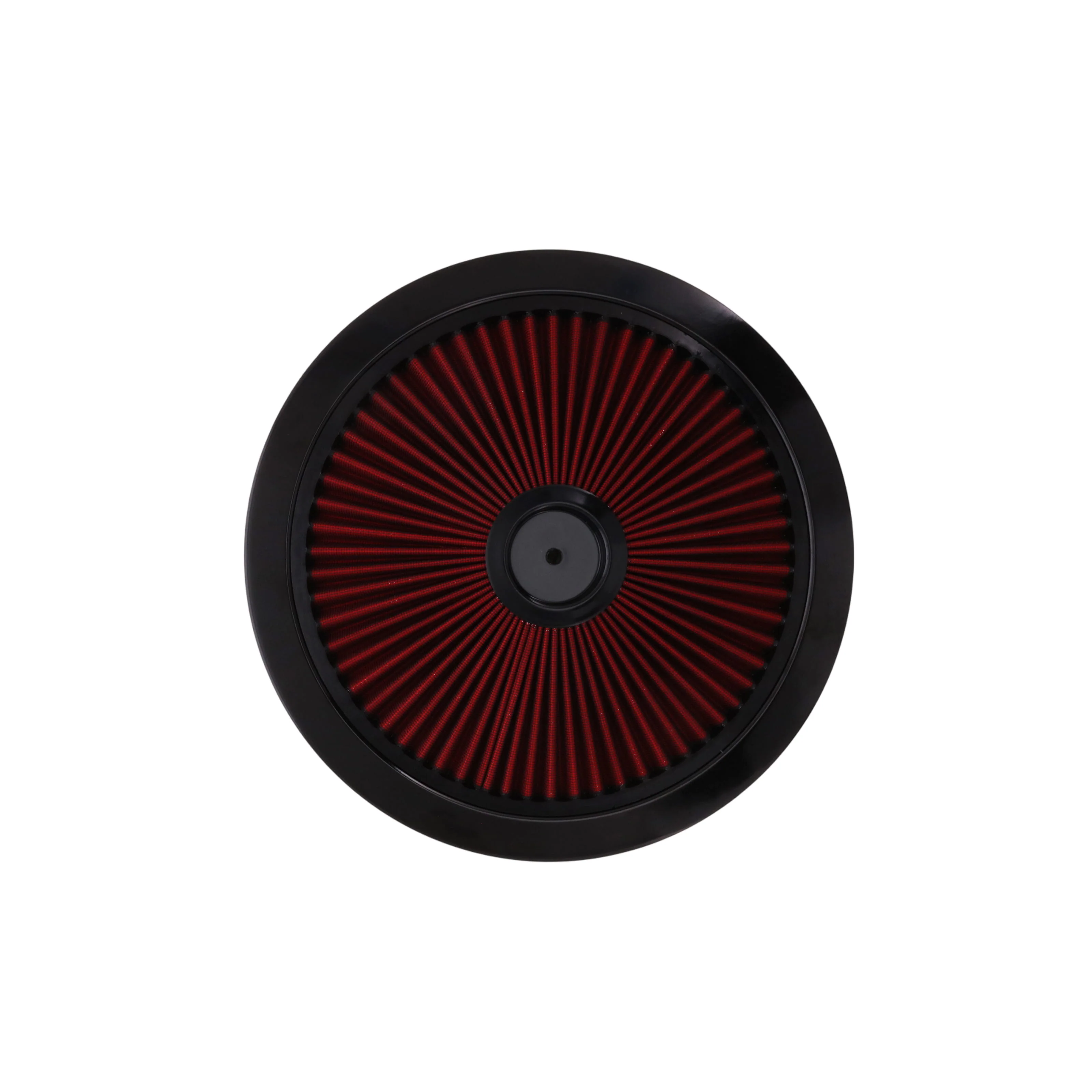 14" X 3" Round Steel Air Cleaner Kit, Red Washable Filter, Recessed Base - Black - Image 3