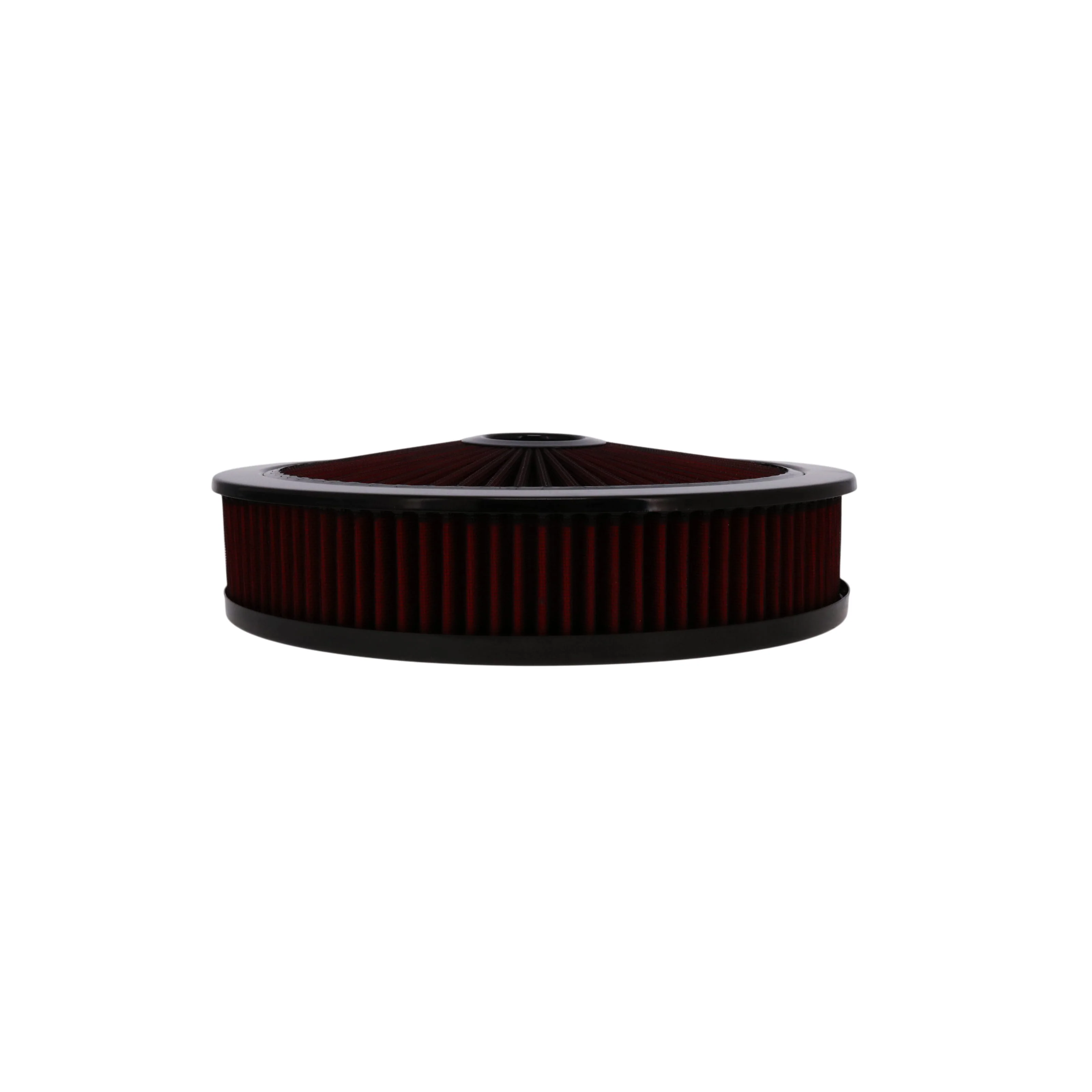 14" X 3" Round Steel Air Cleaner Kit, Red Washable Filter, Recessed Base - Black - Image 4