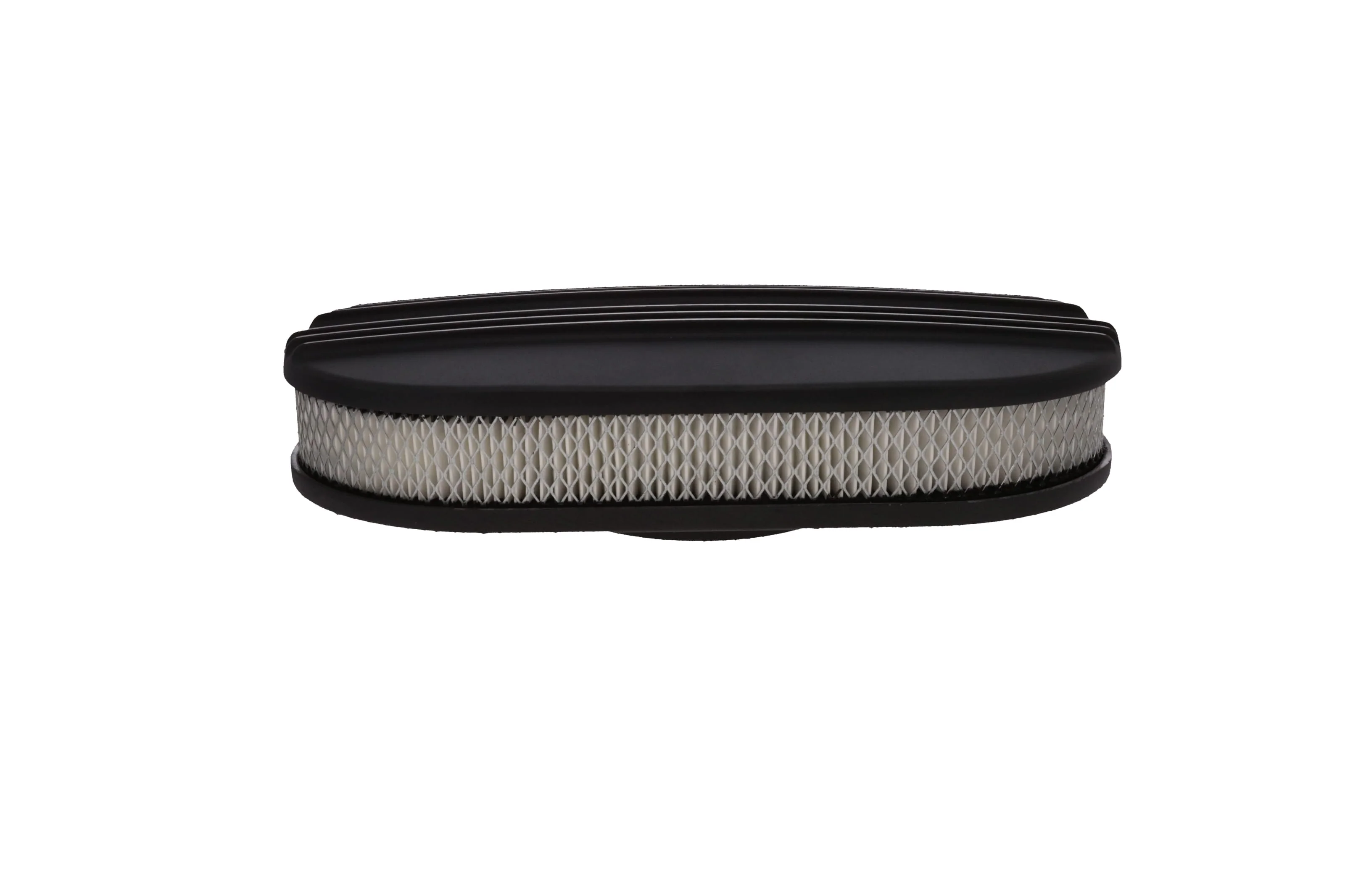 15" X 2" Center Finned Oval Aluminum Air Cleaner Kit, Paper Filter, Flat Base - Black - Image 3