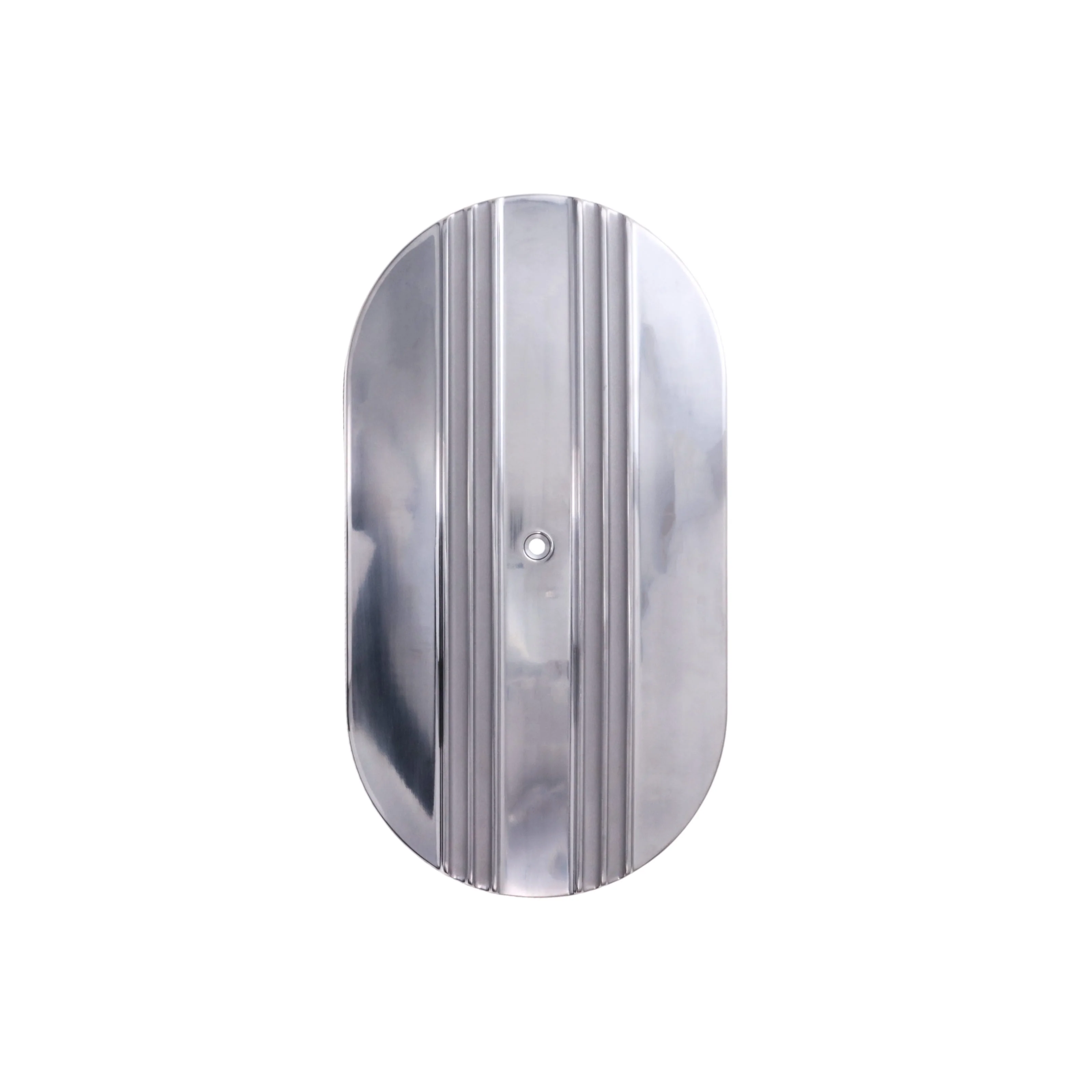 15" X 2" Center Finned Oval Aluminum Air Cleaner Kit, Red Washable Filter, Flat Base - Polished - Image 3