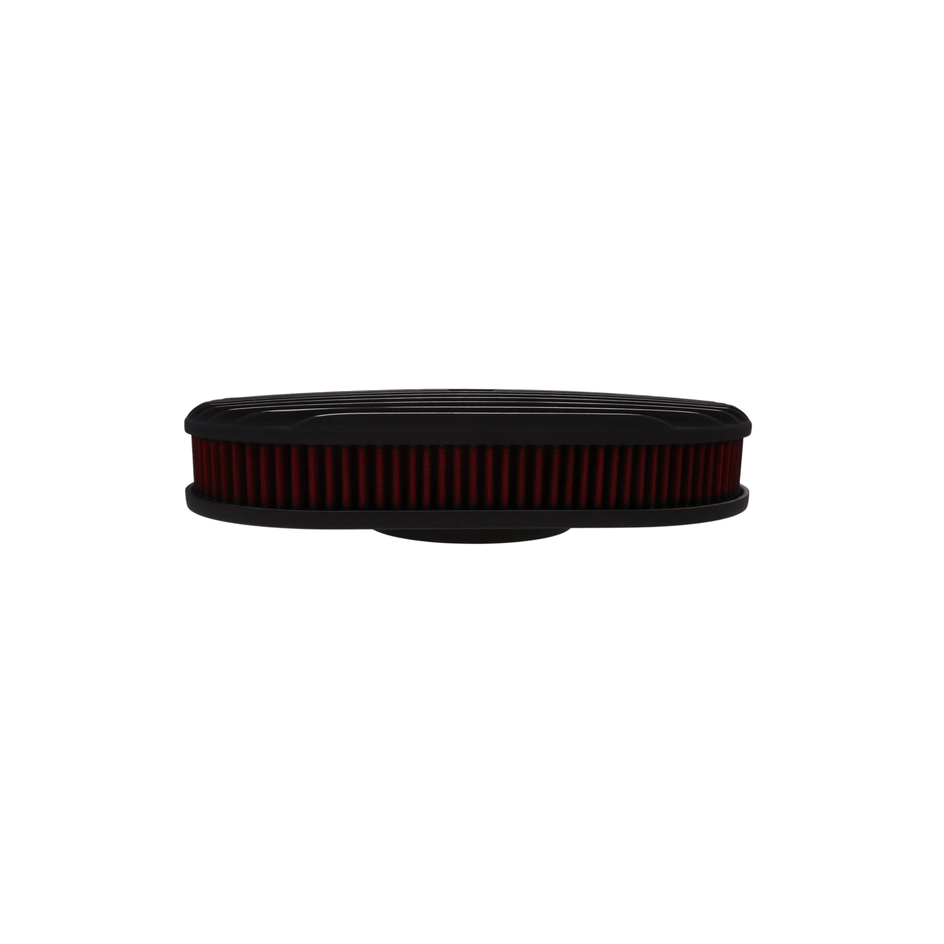 15" X 2" Full Finned Oval Aluminum Air Cleaner Kit, Red Washable Filter, Flat Base - Black - Image 4