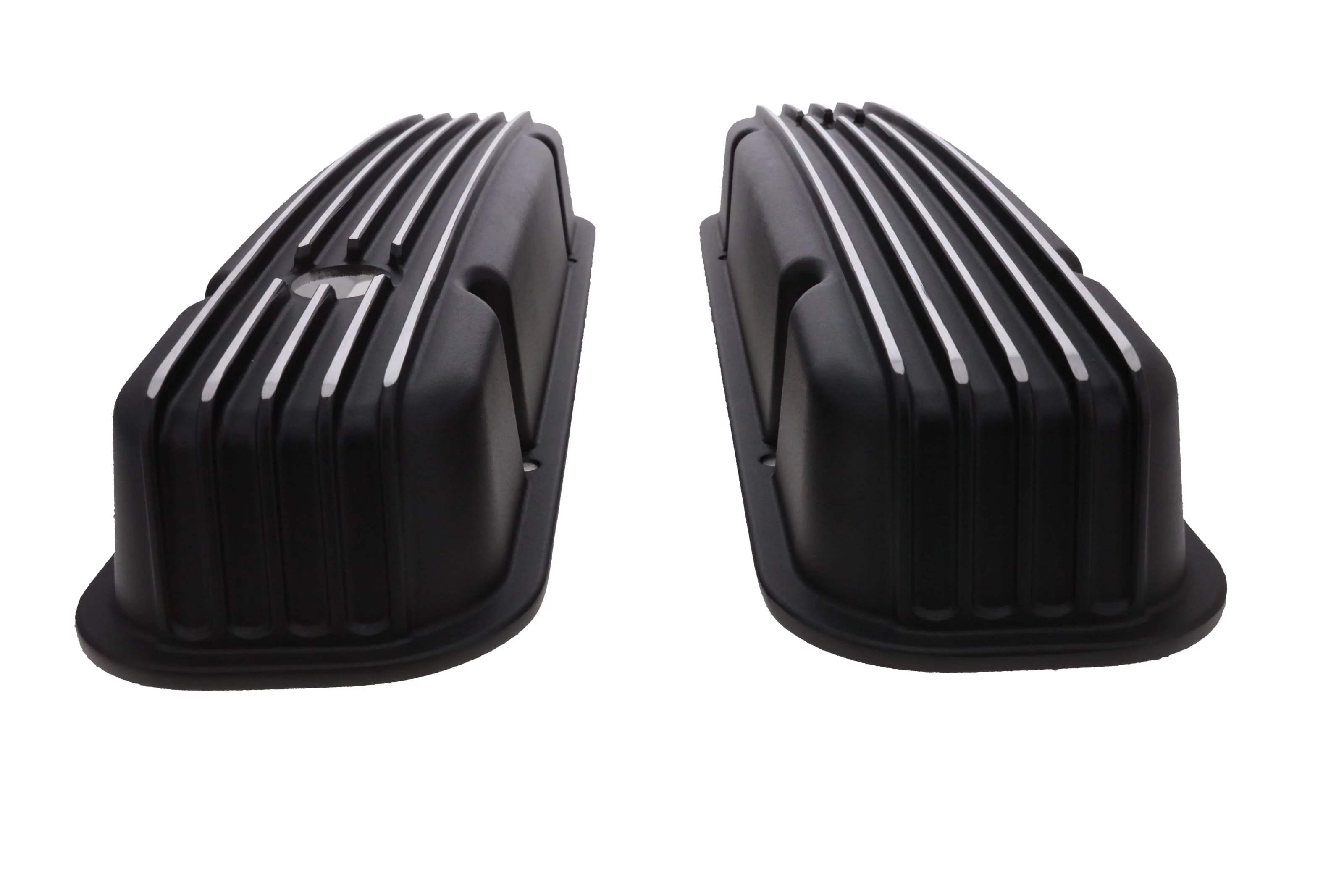 1957-1979 Pontiac Finned Aluminum Valve Covers, 2 3/4" Ht., 1.25" Hole, Black - Image 3