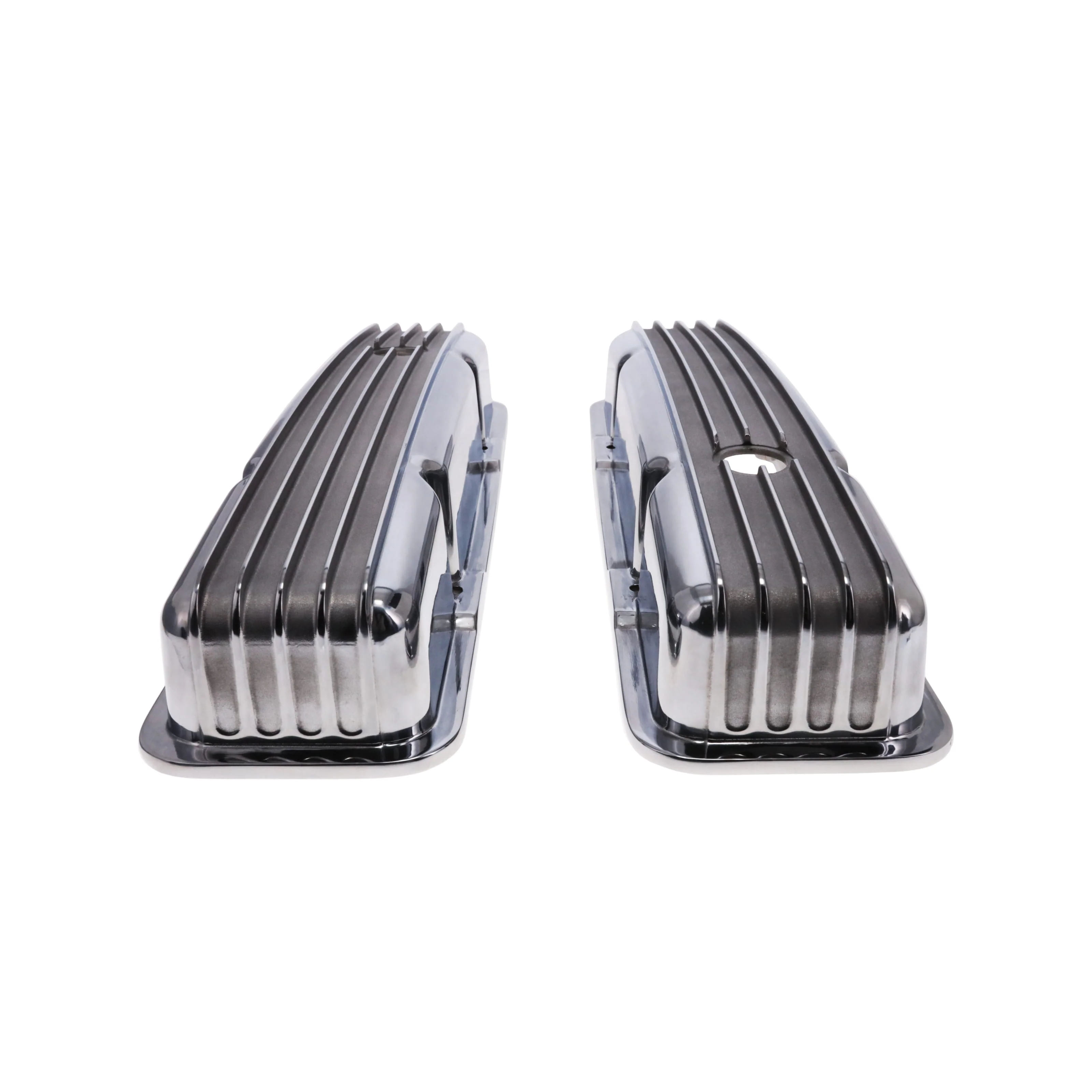 1957-1979 Pontiac Finned Aluminum Valve Covers, 2 3/4" Ht., 1.25" Hole, Polished - Image 2