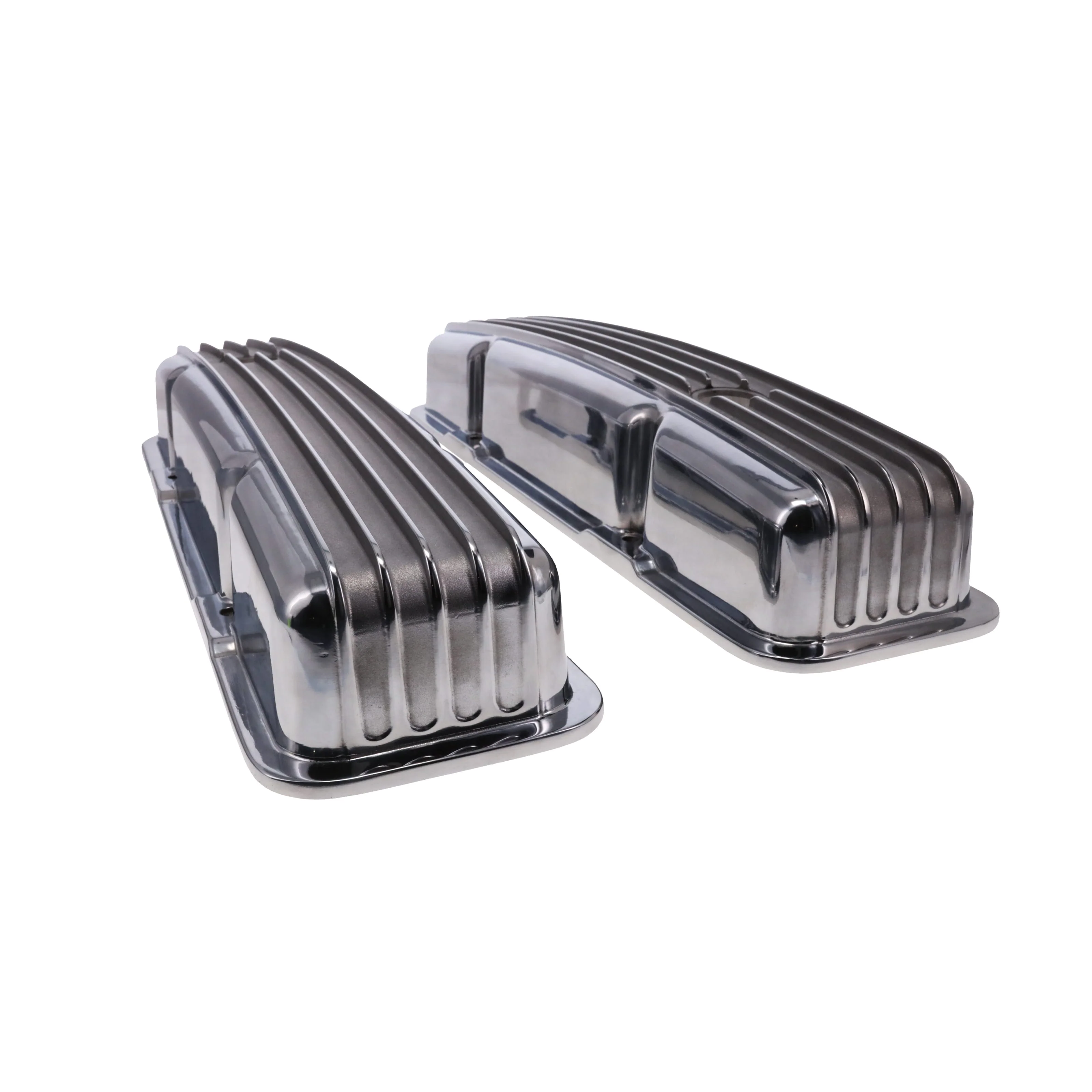 1957-1979 Pontiac Finned Aluminum Valve Covers, 2 3/4" Ht., 1.25" Hole, Polished - Image 3