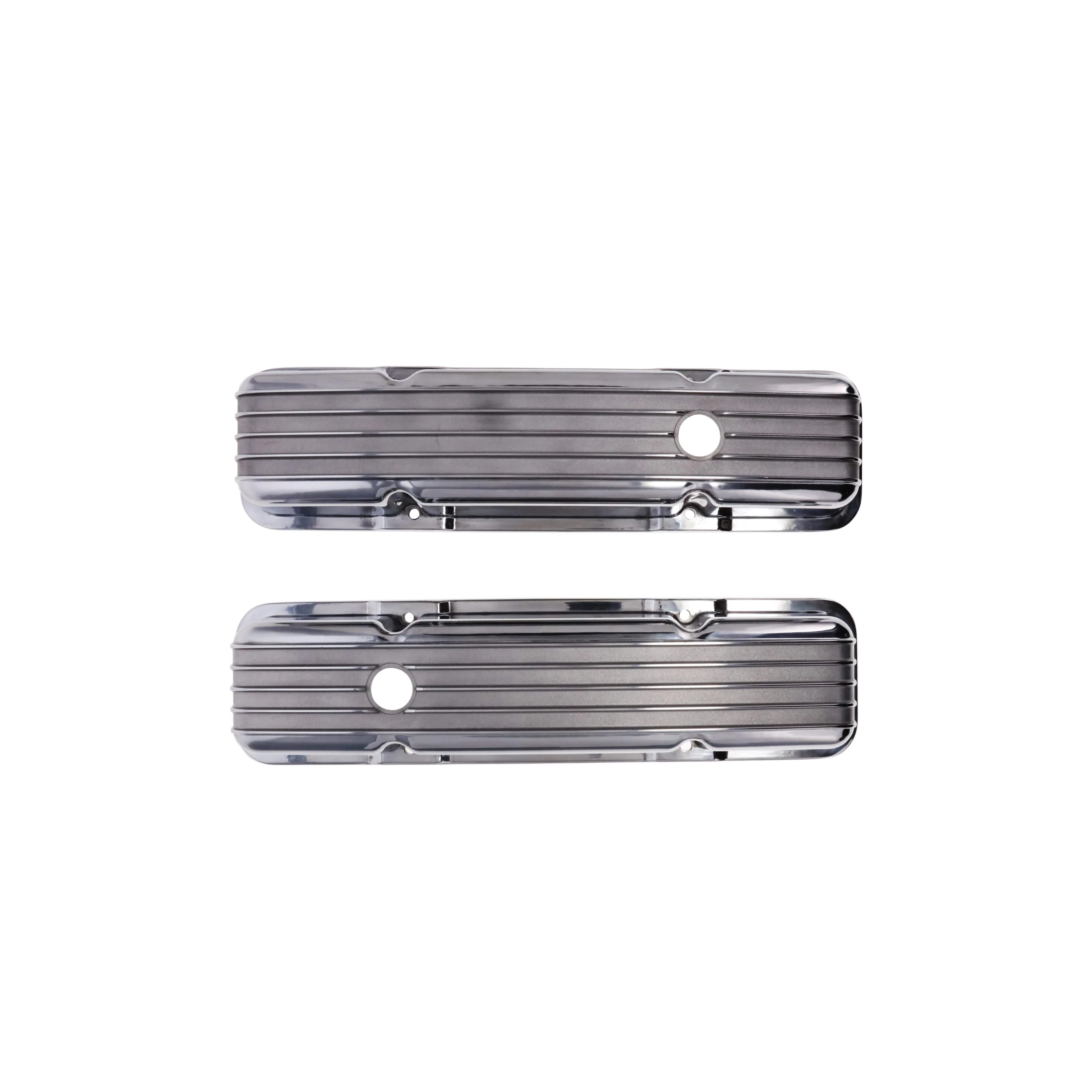 1957-1979 Pontiac Finned Aluminum Valve Covers, 2 3/4" Ht., 1.25" Hole, Polished - Image 4