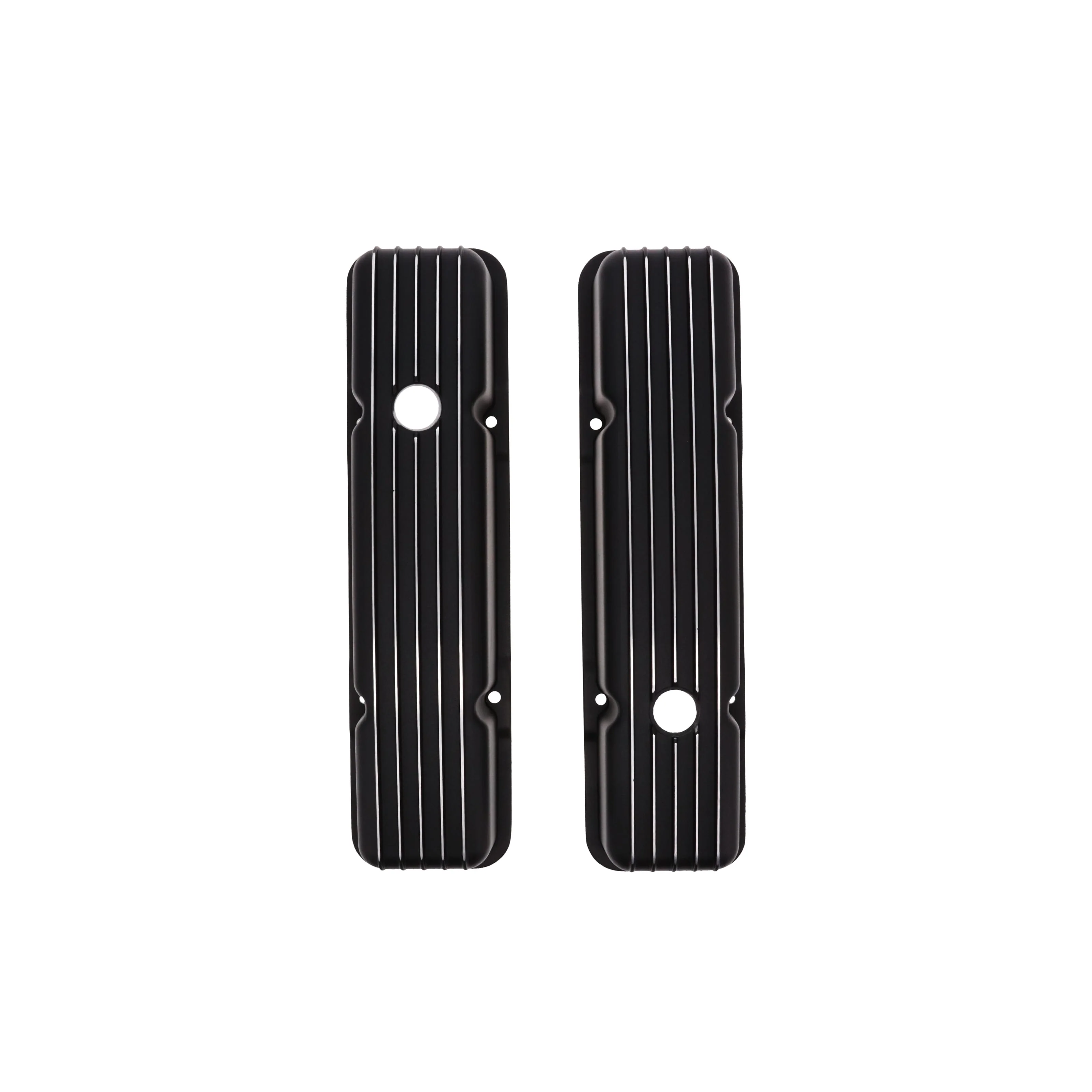 1958-1986 Chevy SB Finned Aluminum Valve Covers, 2 9/16" Ht., 1.25" Hole - Black - Image 4