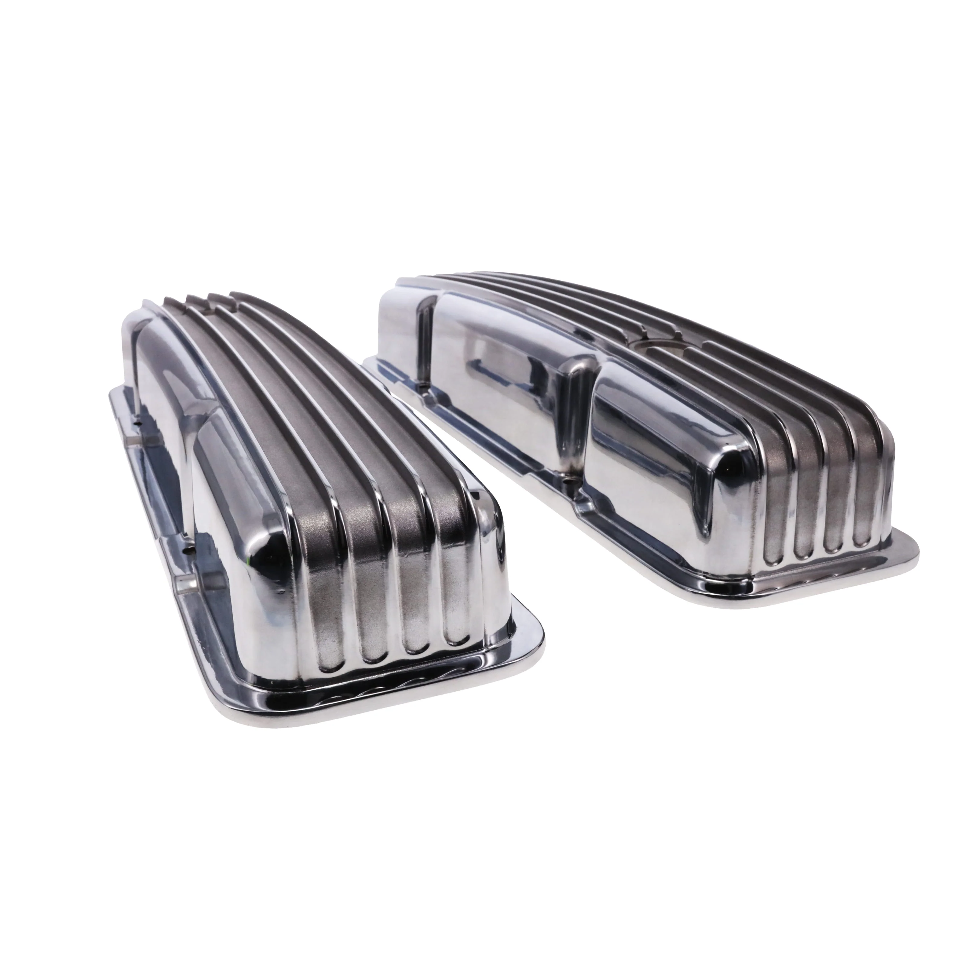 1958-1986 Chevy SB Finned Aluminum Valve Covers, 2 9/16" Ht., 1.25" Hole - Polished - Image 3