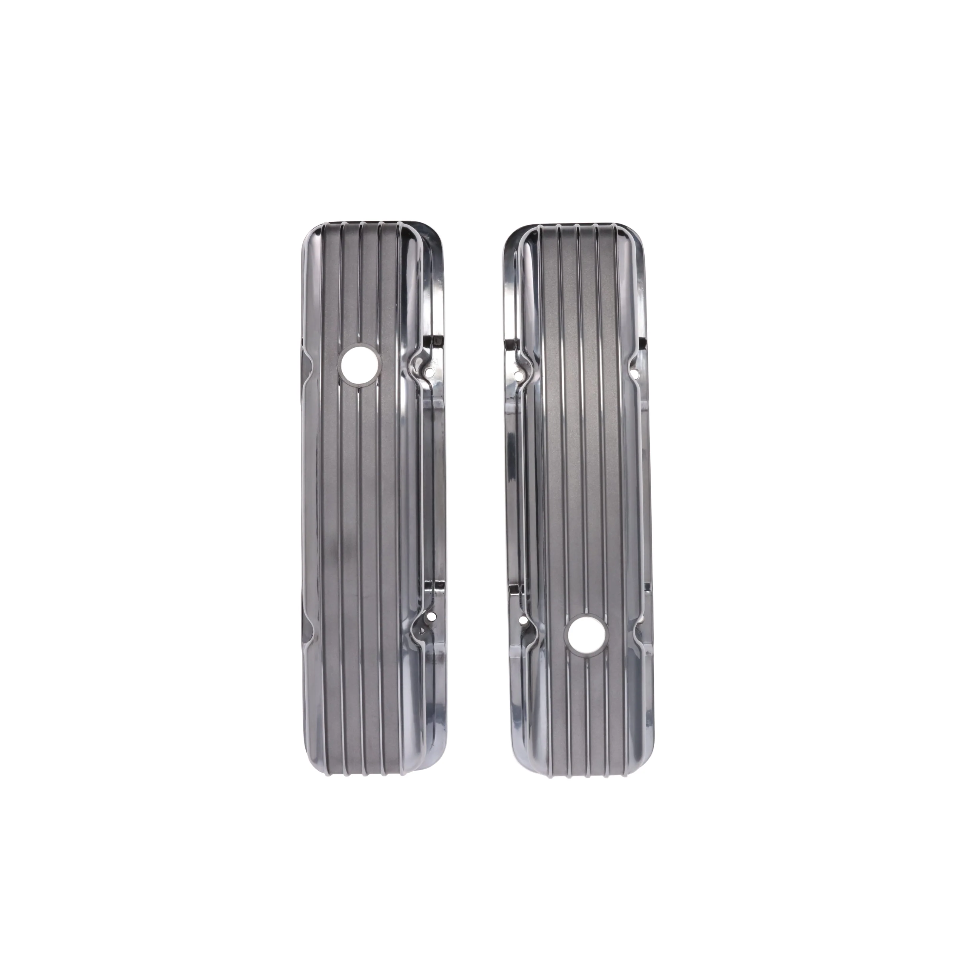 1958-1986 Chevy SB Finned Aluminum Valve Covers, 2 9/16" Ht., 1.25" Hole - Polished - Image 4