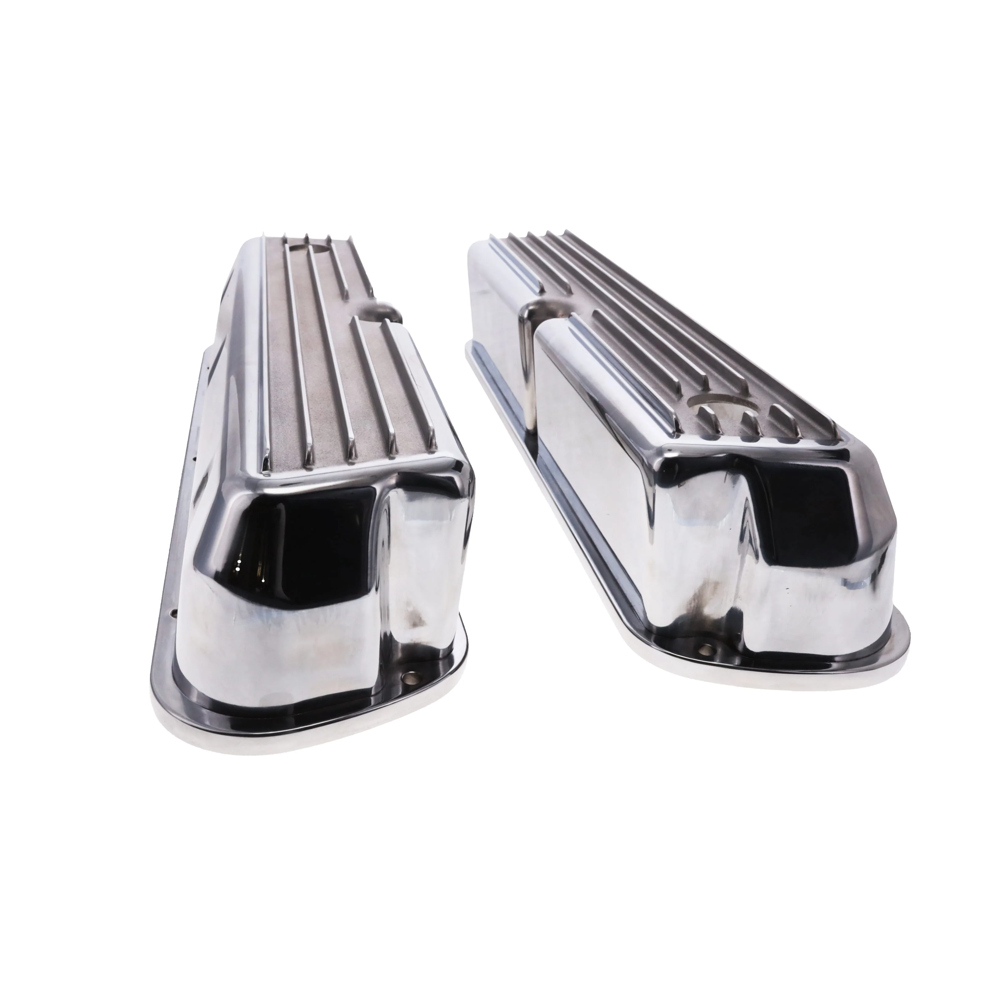 1962-2001 FORD SB 289, 351W Tall Finned Aluminum Valve Cover, 3 13/16" Ht., 1.25" Hole - Polished - Image 4