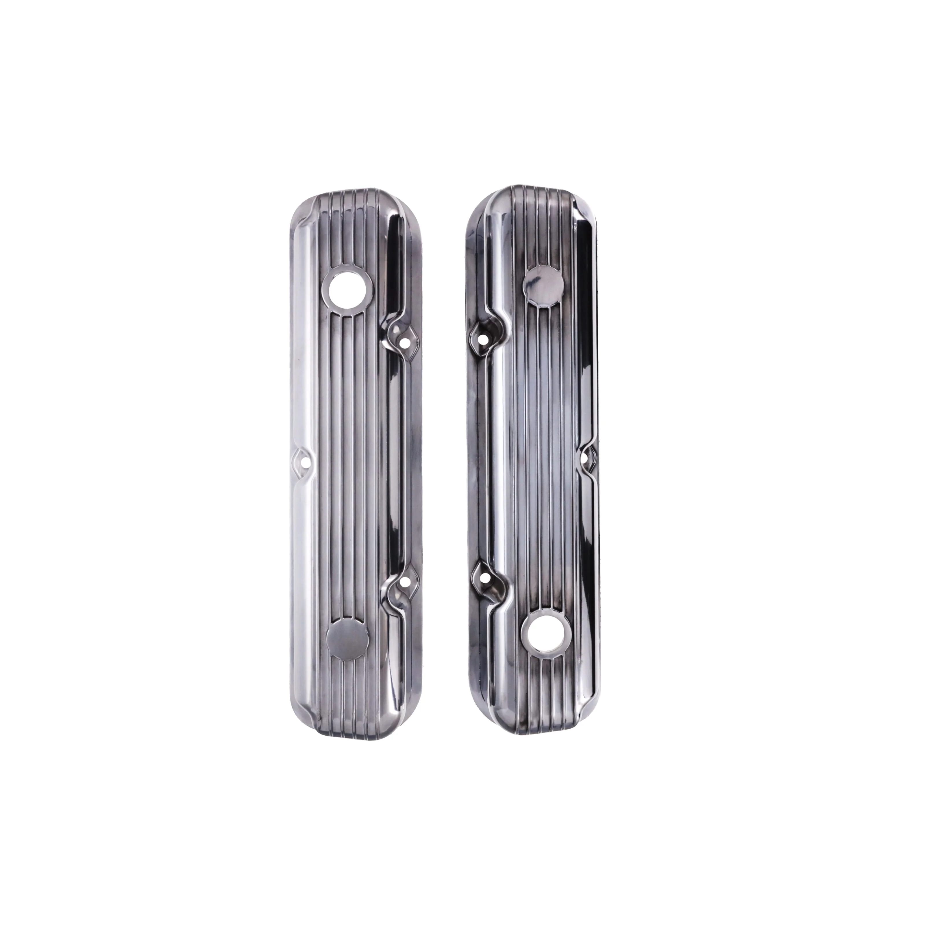 1964-1991 Mopar SB V8 Finned Aluminum Valve Covers, 3 3/4" Ex. 3 3/8" In. Ht., 1.25" Hole - Polished - Image 4