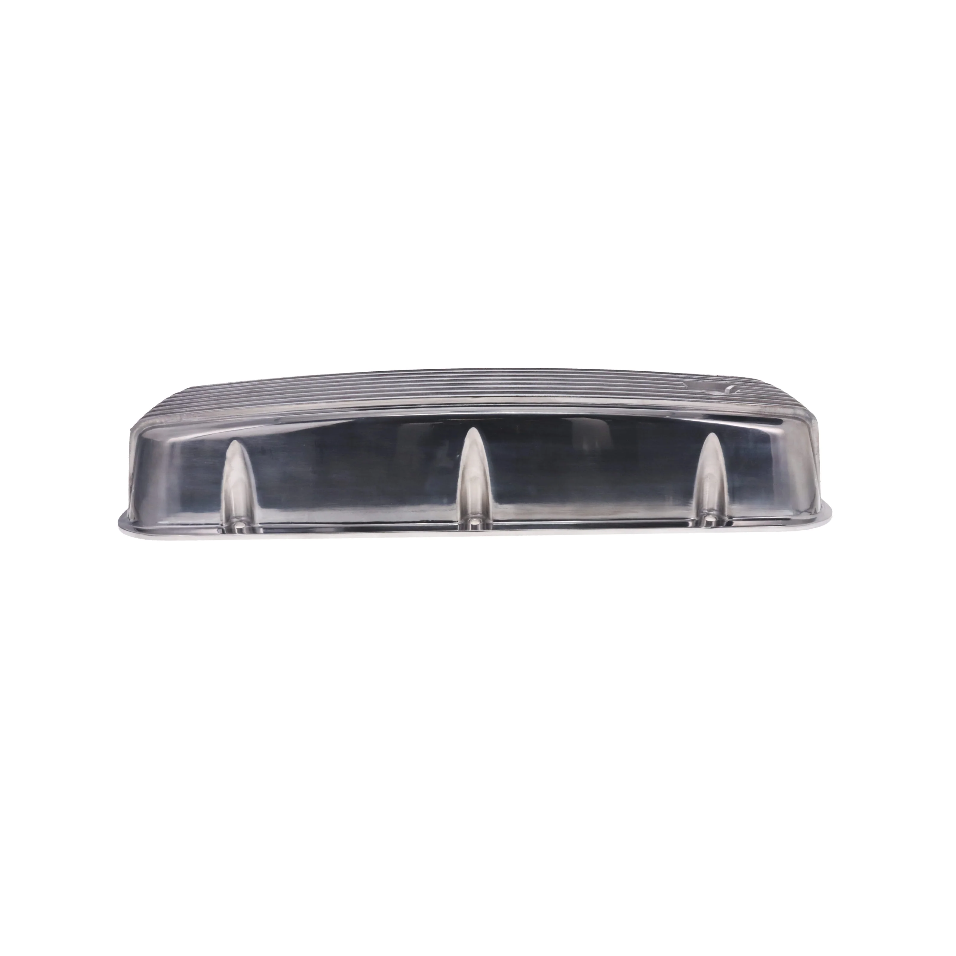 1965-1995 Chevy BB Tall Finned Aluminum Valve Covers, 3 11/16" Ht., 1.25" Hole, Polished - Image 3