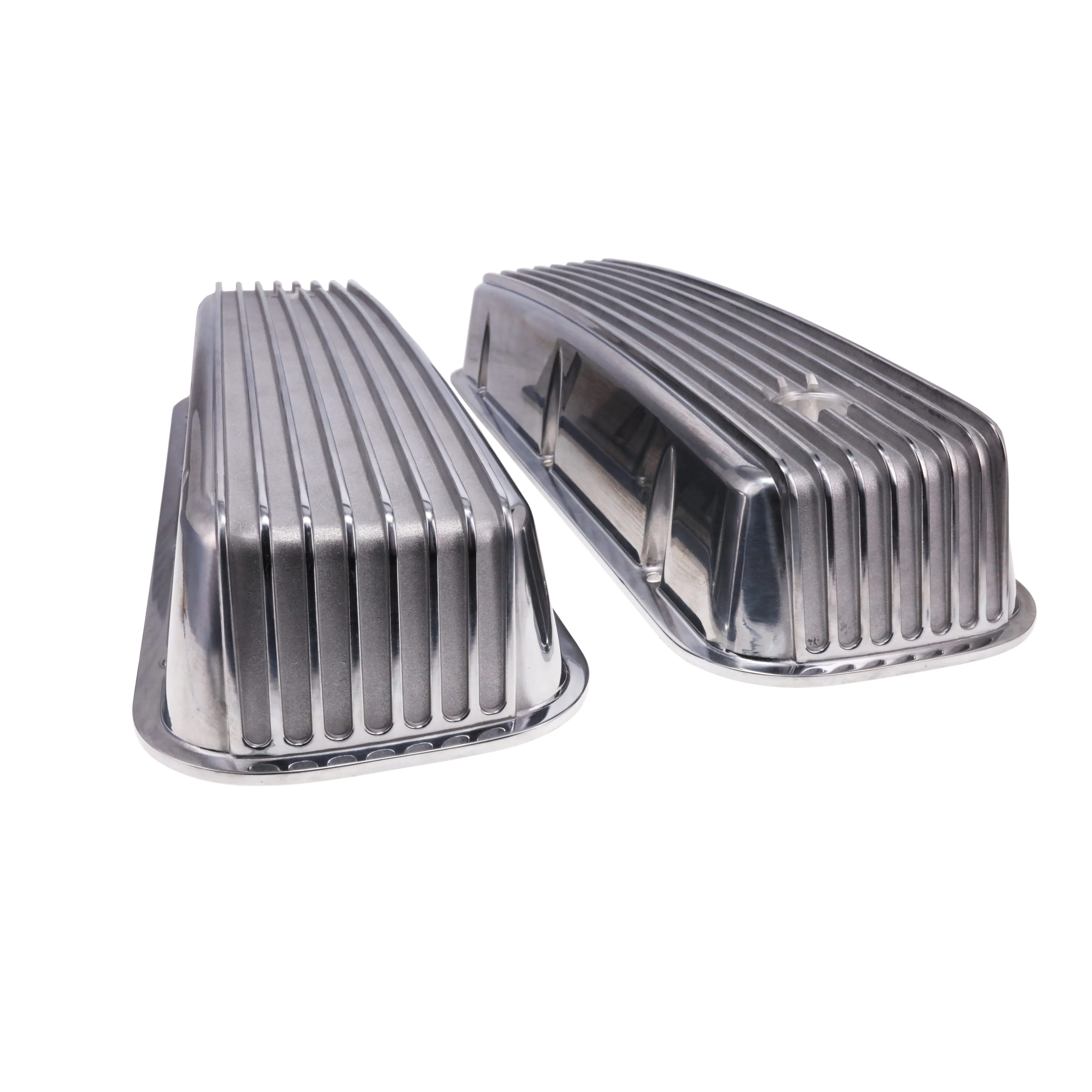 1965-1995 Chevy BB Tall Finned Aluminum Valve Covers, 3 11/16" Ht., 1.25" Hole, Polished - Image 4