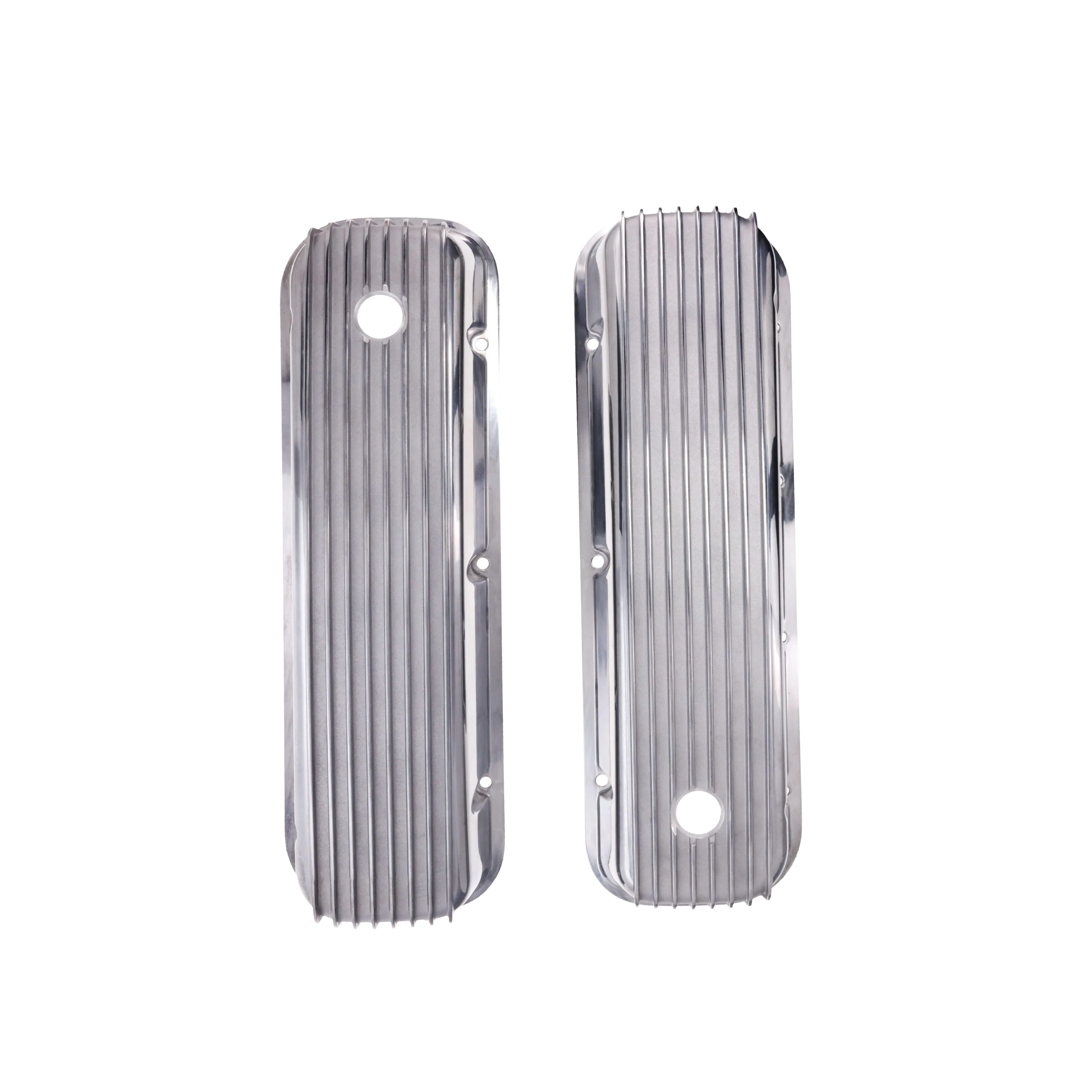 1965-1995 Chevy BB Tall Finned Aluminum Valve Covers, 3 11/16" Ht., 1.25" Hole, Polished - Image 5