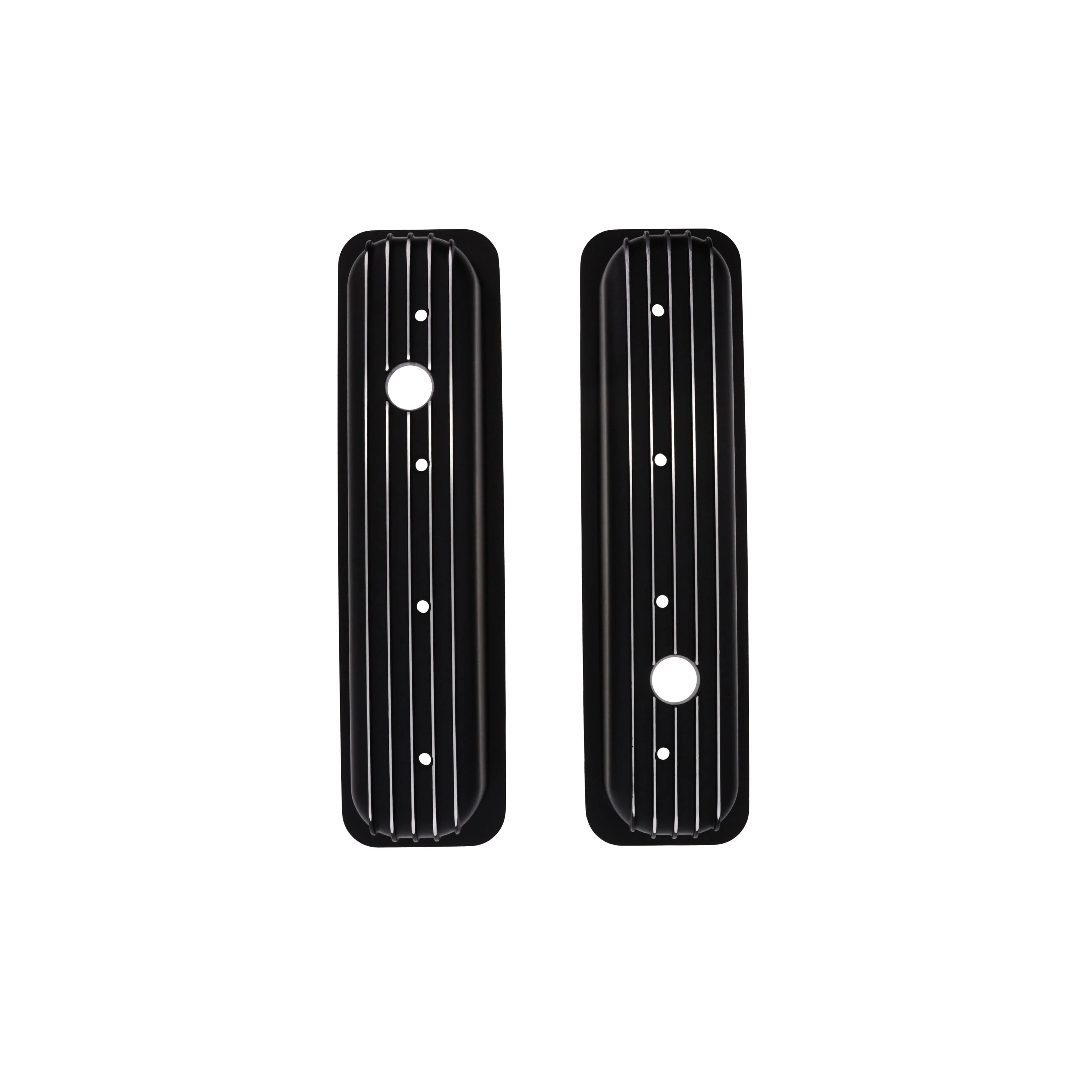 1987-2000 Chevy SB Finned Aluminum Center Bolt Valve Cover, 2 9/16" Ht., 1.25" Hole - Black - Image 3