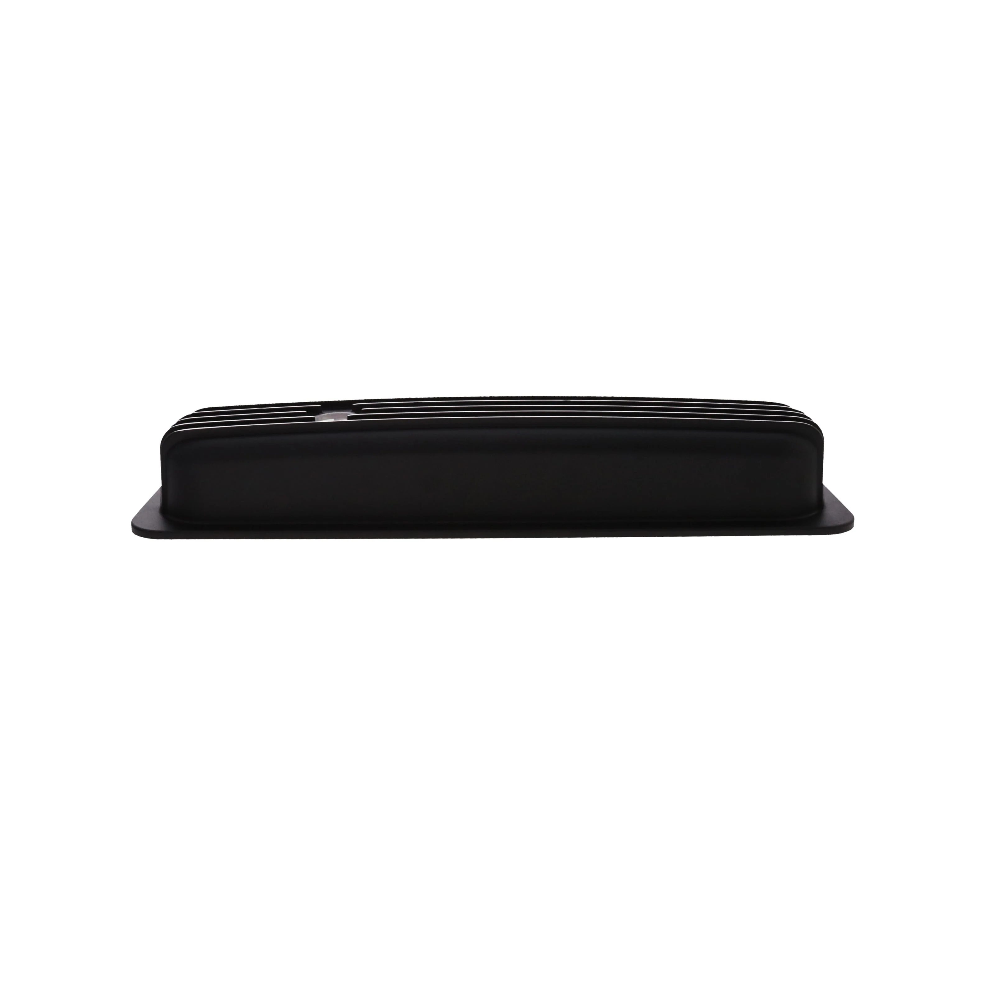 1987-2000 Chevy SB Finned Aluminum Center Bolt Valve Cover, 2 9/16" Ht., 1.25" Hole - Black - Image 4