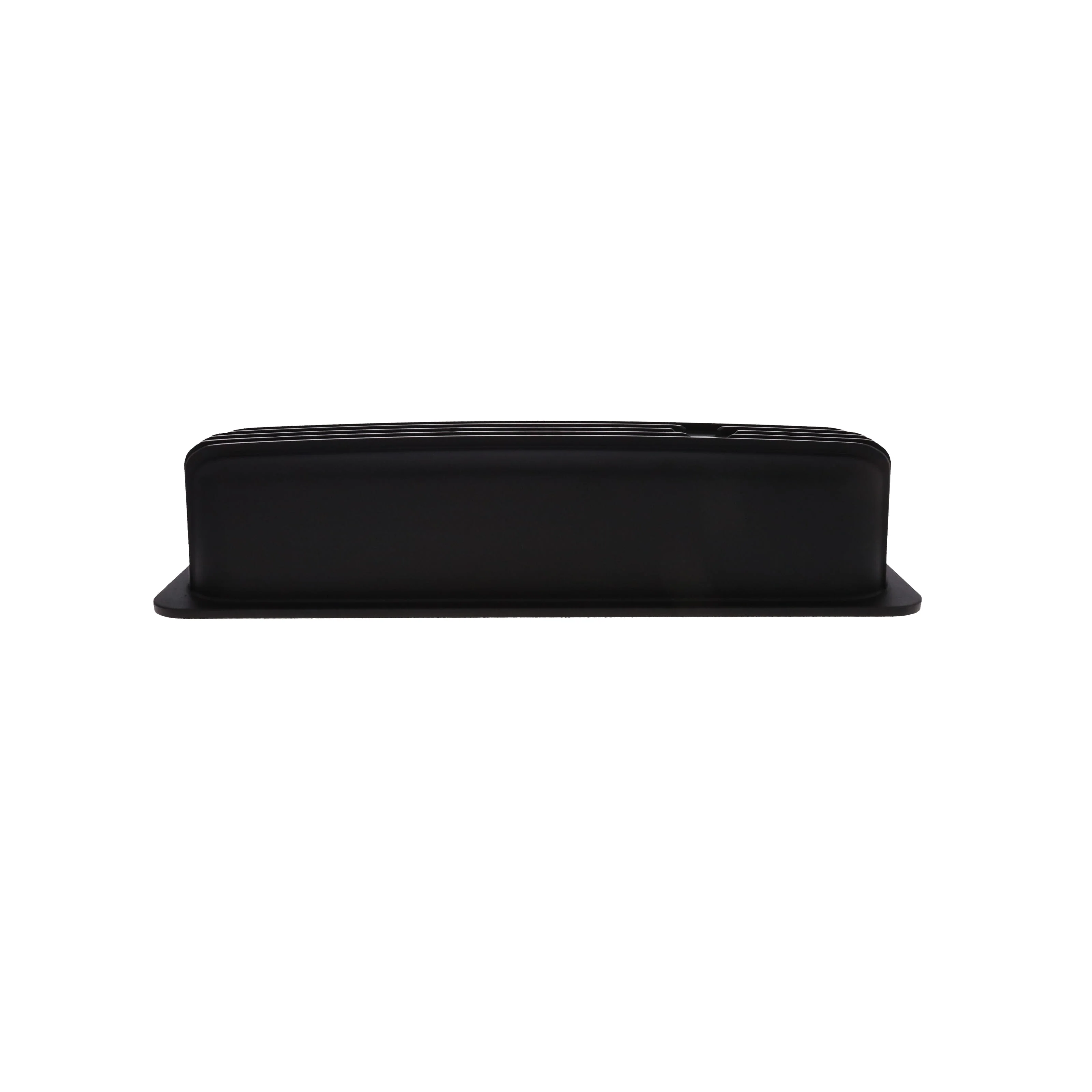 1987-2000 Chevy SB Finned Aluminum Center Bolt Valve Cover, 3 11/16" Ht., 1.25" Hole, Black - Image 3