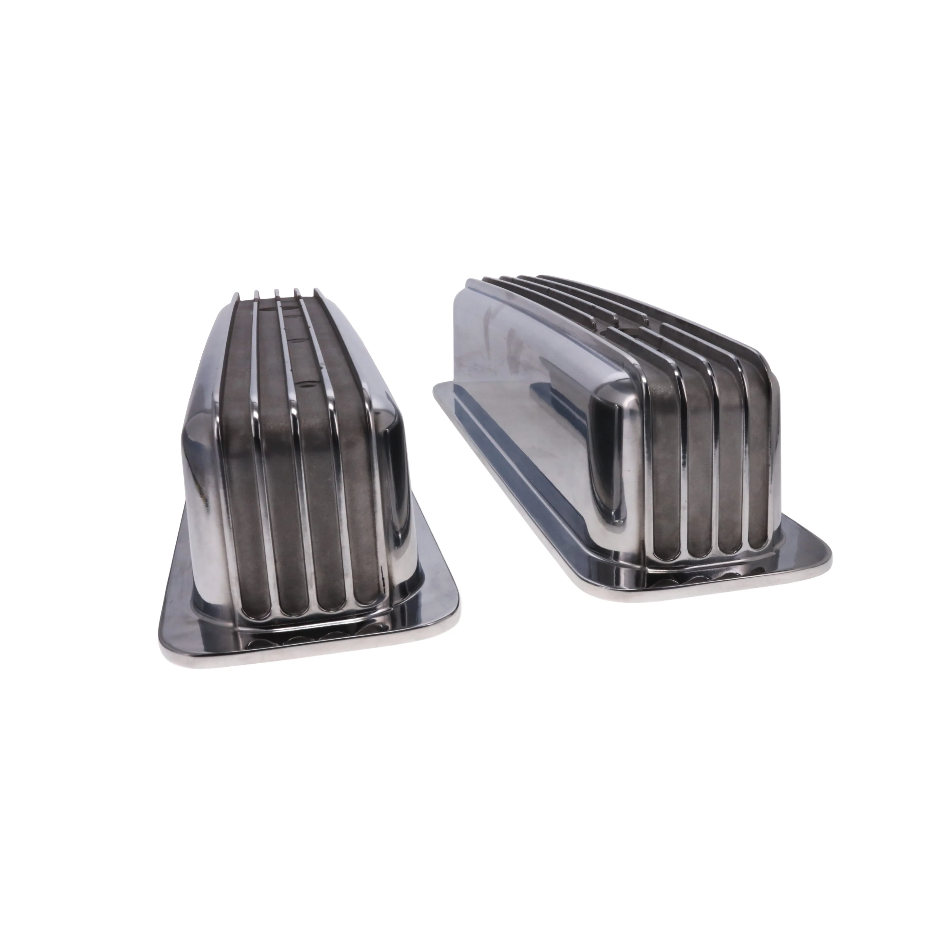 1987-2000 Chevy SB Finned Aluminum Center Bolt Valve Cover, 3 11/16" Ht., 1.25" Hole, Polished - Image 3